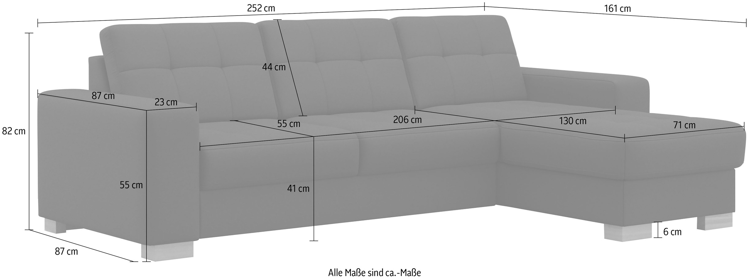 sit&more Ecksofa »Quincy L-Form«, wahlweise mit Bettfunktion und Bettkasten