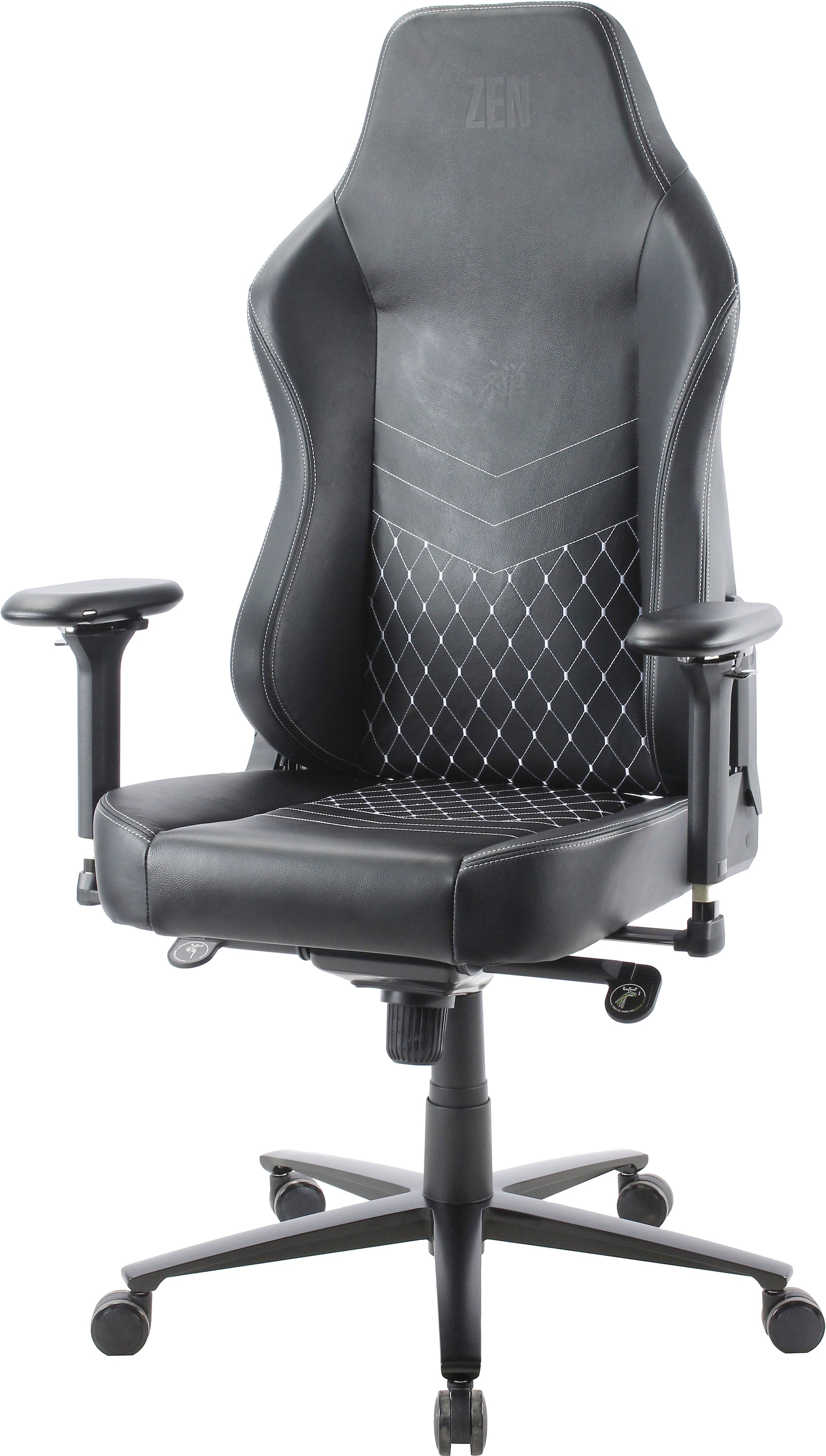 ZEN Gaming-Stuhl »SAGA Real Echtleder Gaming Chair«, 4D Premium-Metall-Armlehne, einstellbares Lordosenstütze