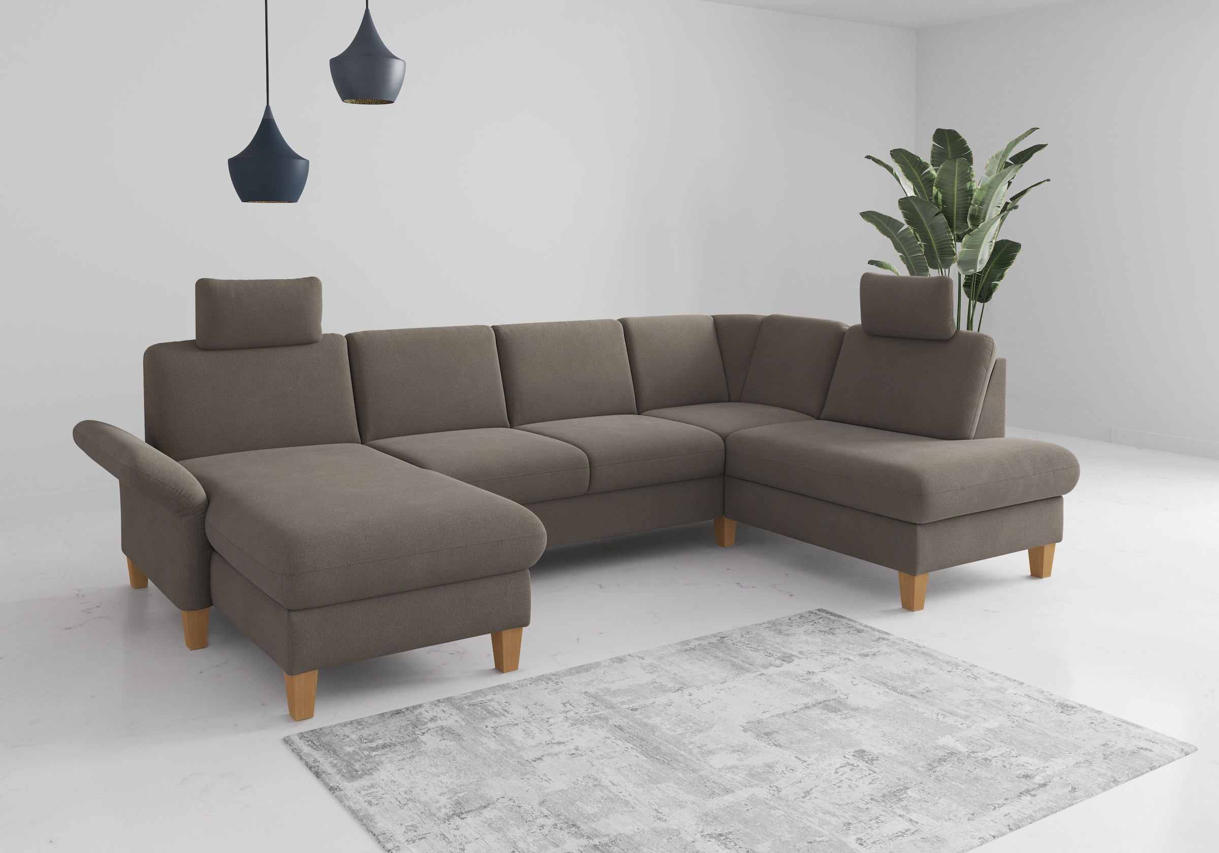 Home affaire Wohnlandschaft "Rochelle, U-Form" optional mit Armteilverstell günstig online kaufen