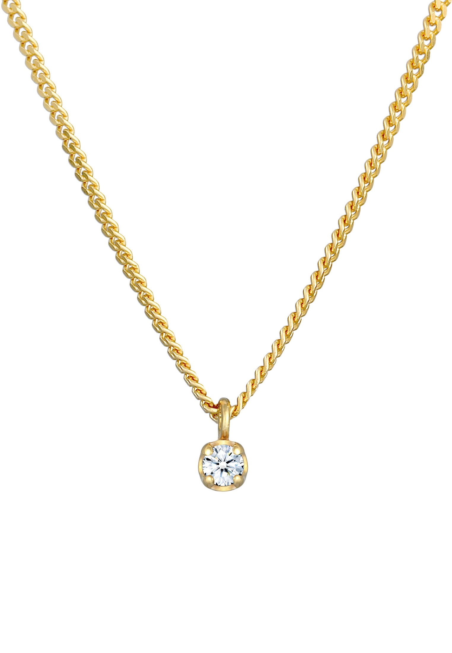 Elli DIAMONDS Collierkettchen »Solitär Diamant (0.03 ct.) Elegant 375 Gelbgold«
