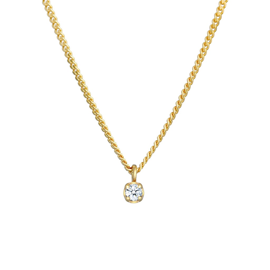 Elli DIAMONDS Collierkettchen »Solitär Diamant (0.03 ct.) Elegant 375 Gelbgold«