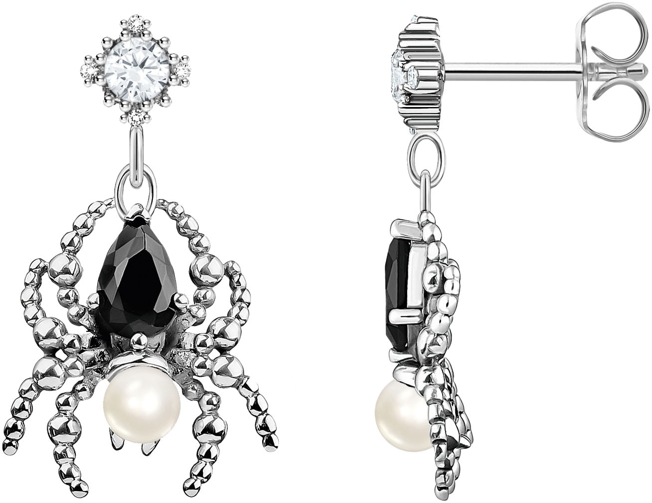 Thomas Sabo Paar Ohrhänger »Spider Romance, Spinnen-Design« Mit Zirkonia (synth.) - Mit Süßwasserzuchtperle