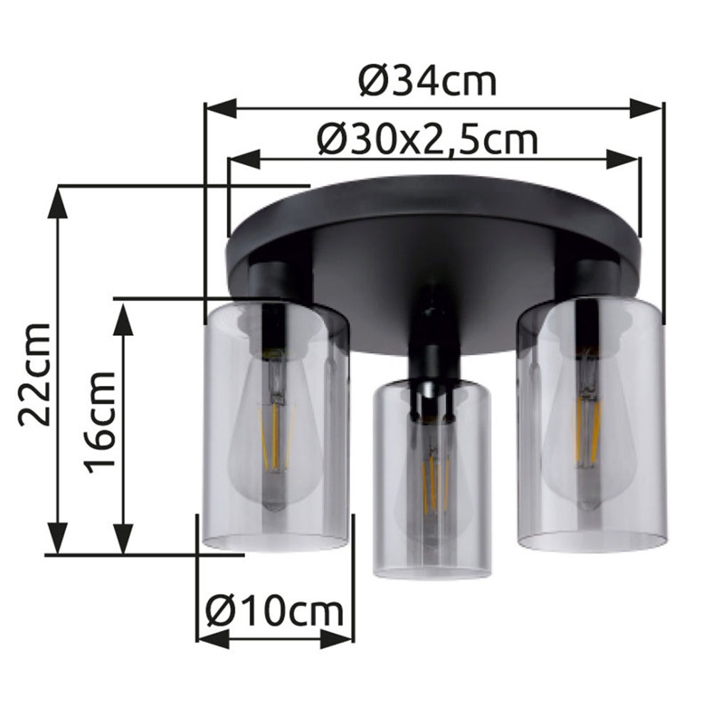 GLOBO LIGHTING Deckenleuchte »HADERA«, Leuchtmittel E27 | ohne Leuchtmittel, Deckenlampe/Glas ruchfarben/Wohnzimmer/Flur/ø: 340mm