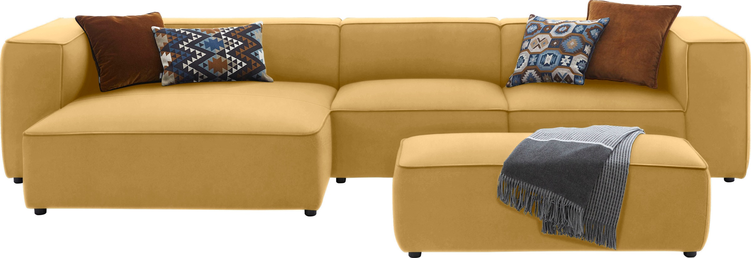 W.SCHILLIG Ecksofa »around-the-block«, mit eleganter Biese, mit Federkern, Breite 341 cm