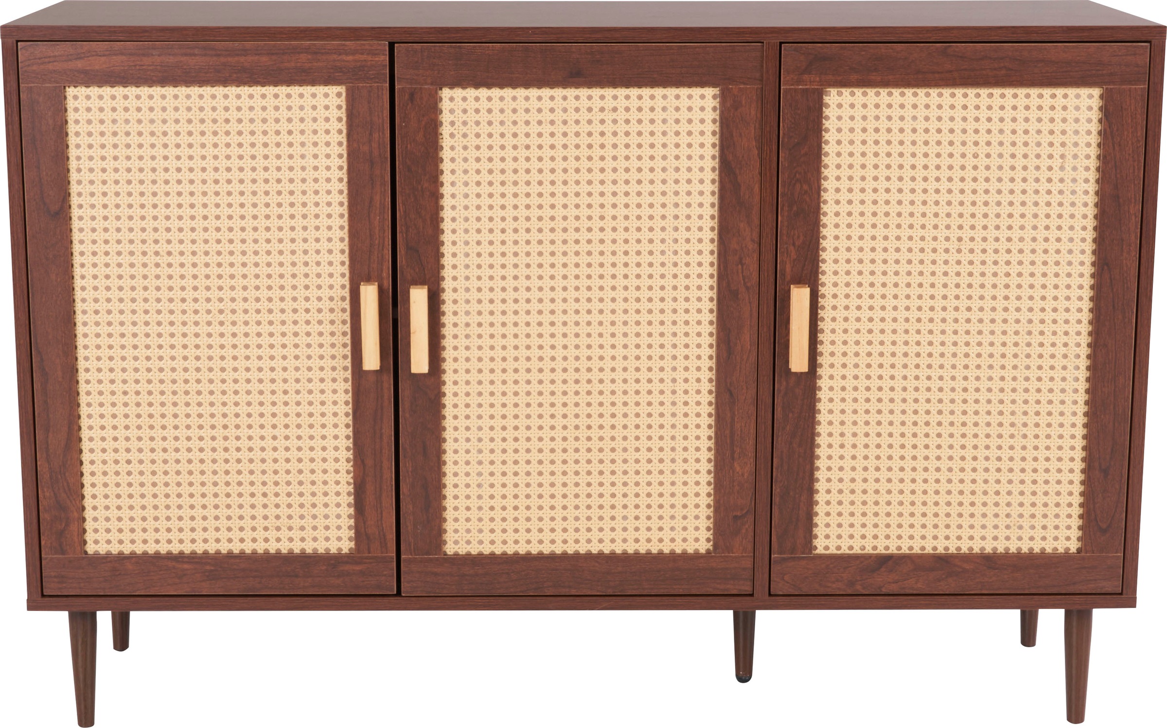 Homexperts Sideboard »Andy«, Kiefer Optik, Rattan, kiefer griff, 3 Türen & 2 Einlegeböden
