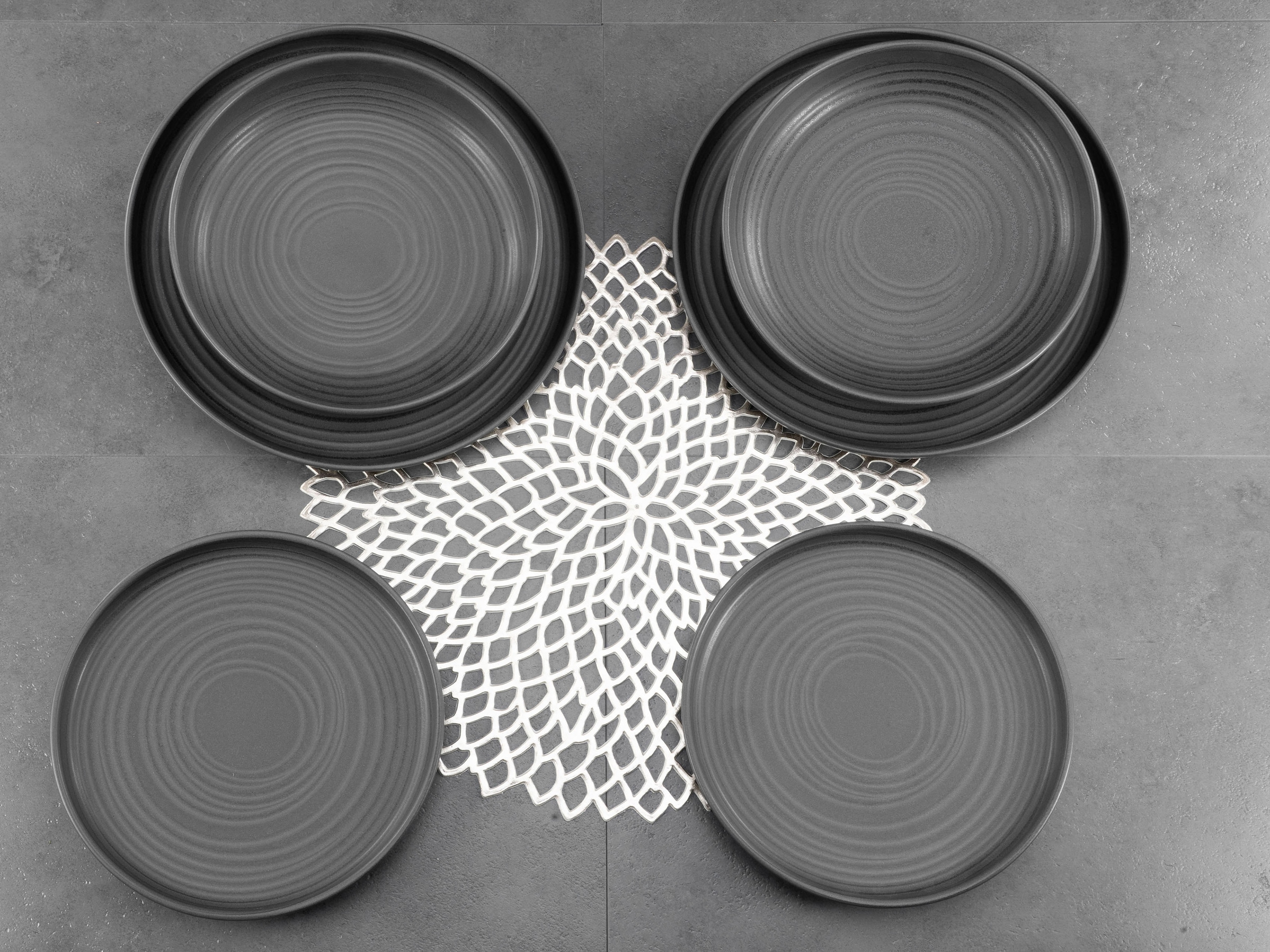 CreaTable Tafelservice »Uno«, (Set, 12 tlg., Teller Set für 4 Personen), Service, ausdrucksstarkes Relief, 12 Teile, für 4 Personen
