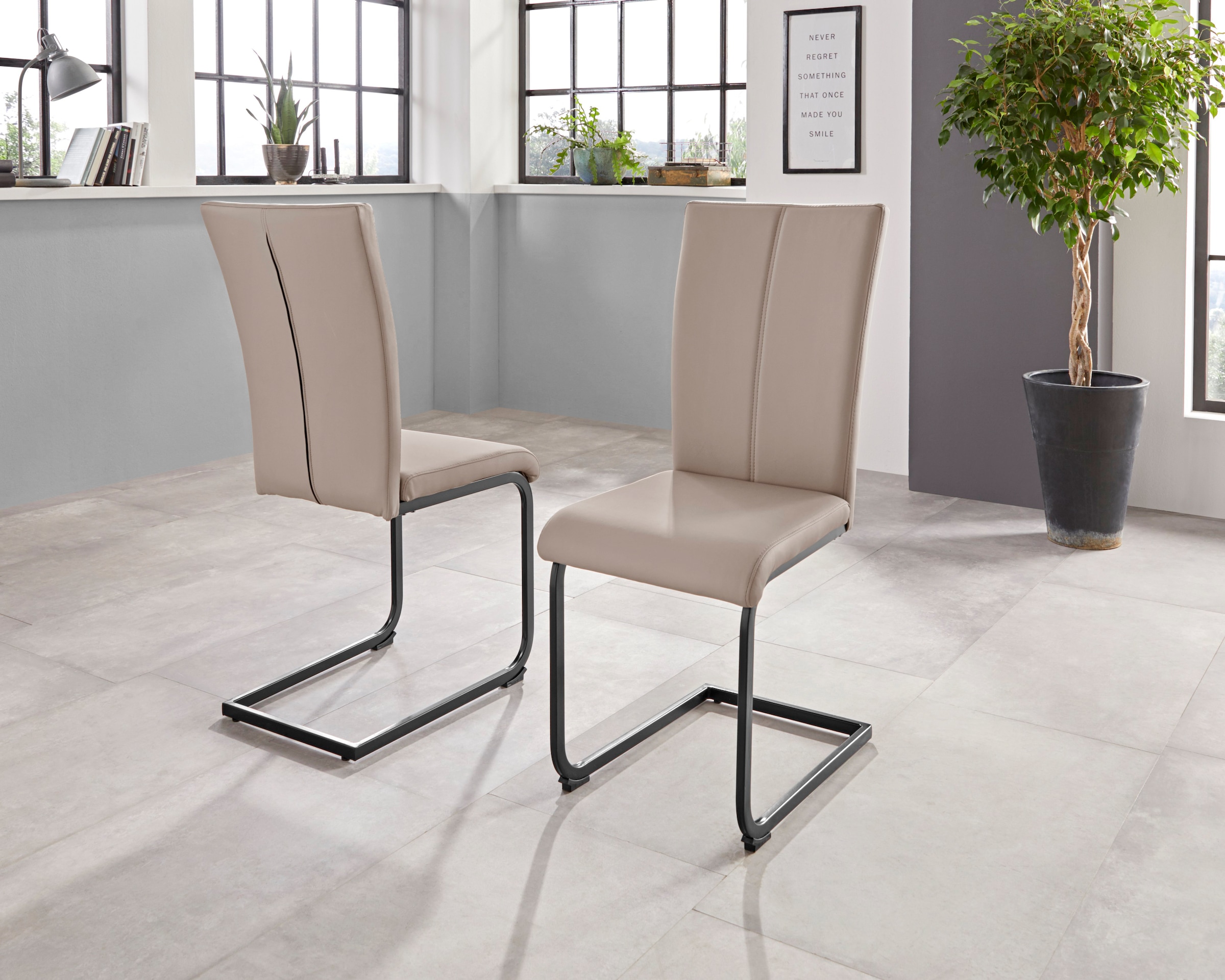 Home affaire Freischwinger »Oliver«, (Set), 2 St., Kunstleder, Stuhl belastbar bis 120 Kg