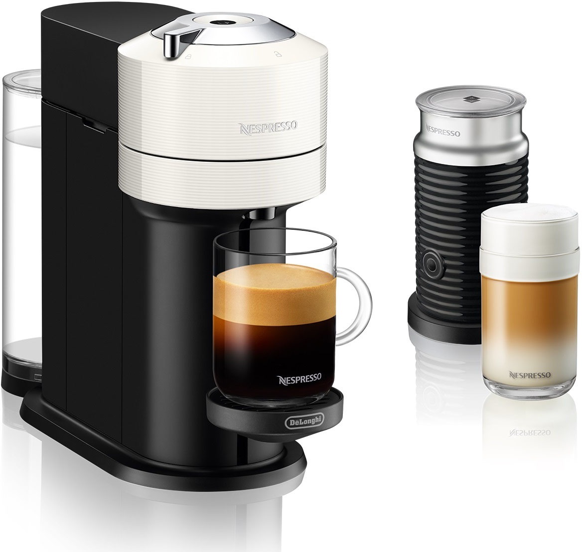 Nespresso Kapselmaschine »Vertuo Next Bundle ENV 120.WAE, von DeLonghi, White«, inkl. Aeroccino Milchaufschäumer im Wert von 75,- UVP