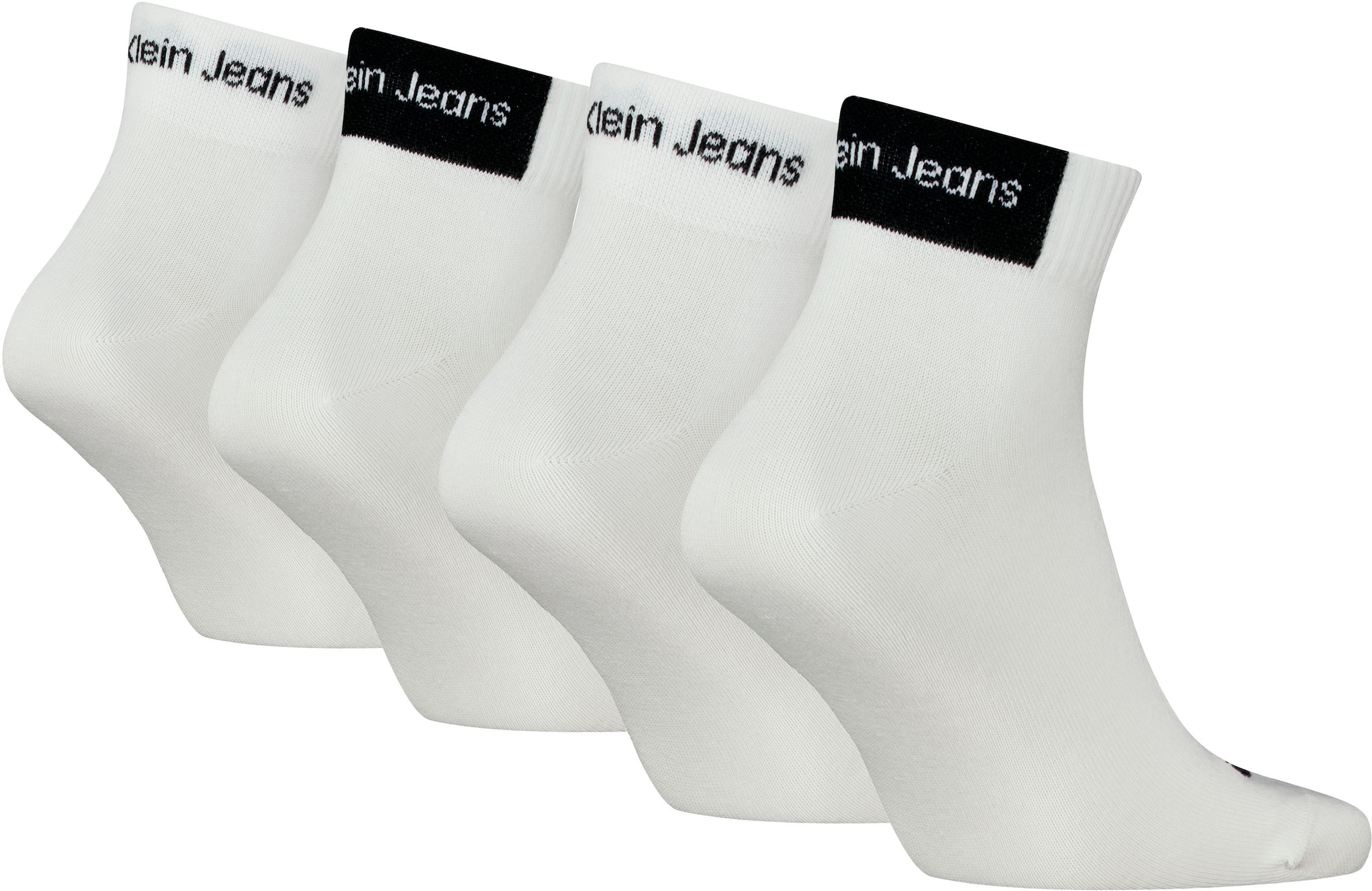 Calvin Klein Jeans Kurzsocken »CKJ MEN QUARTER 4P CONTRAST«, (Packung, 4 Paar), mit Logo-Bündchen