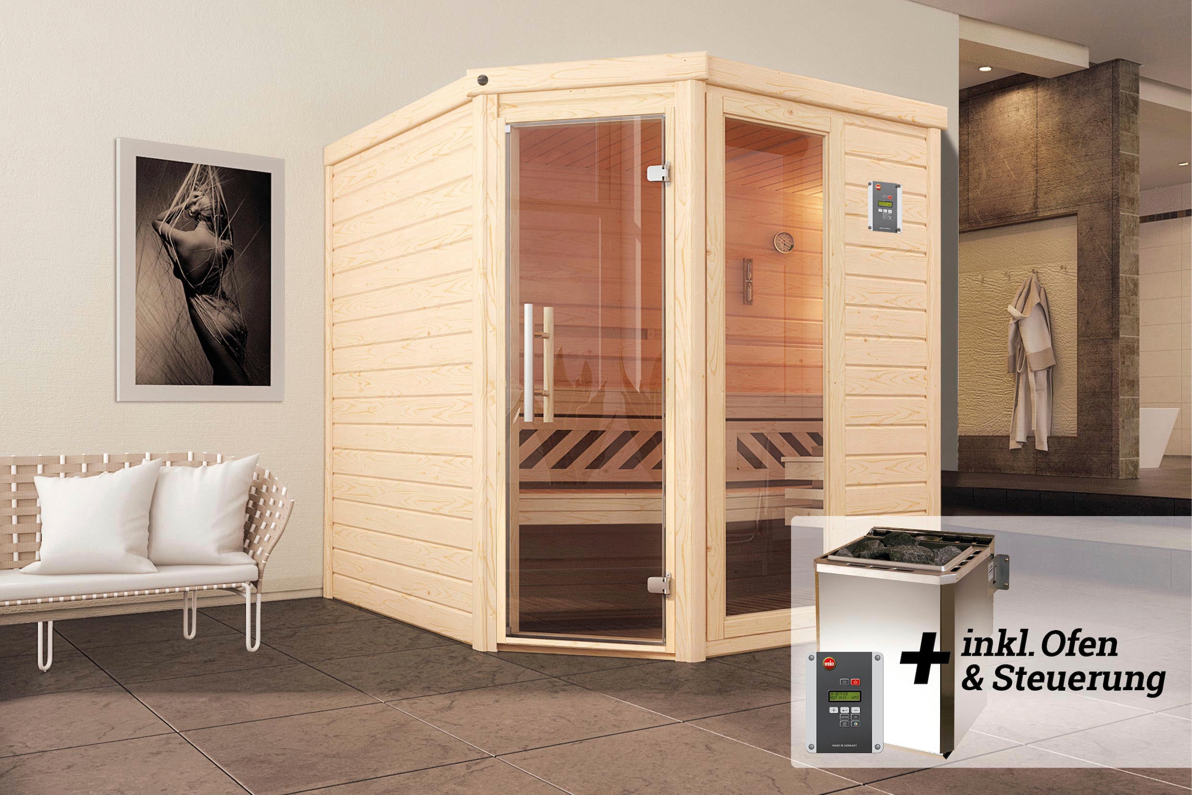 weka Sauna kaufen online »Turku«, Steuerung mit kW digitaler Bio-Ofen (Set), 7,5