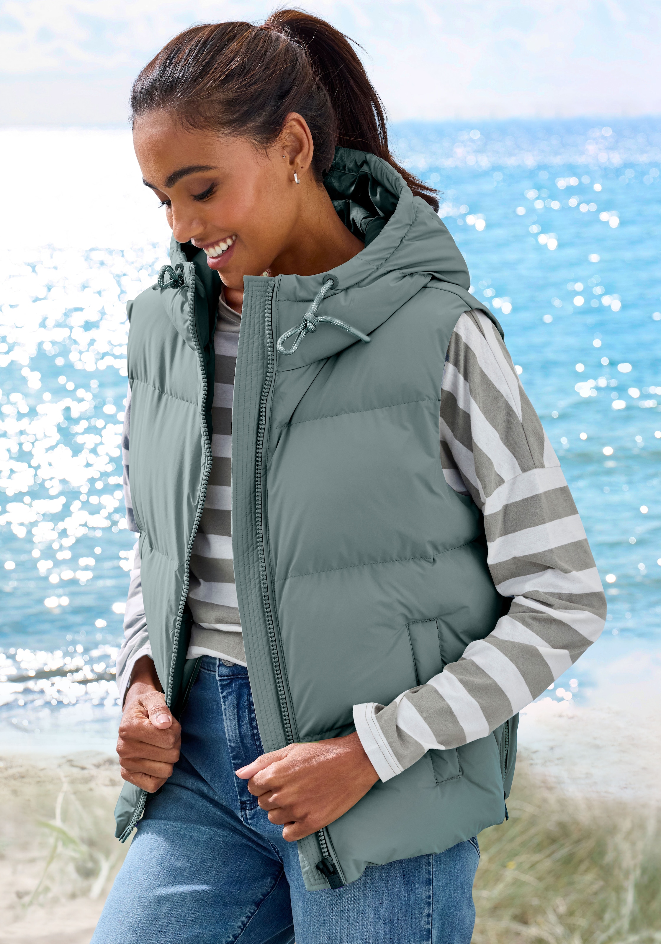 Elbsand Steppweste mit großem Logoprint auf dem Rücken