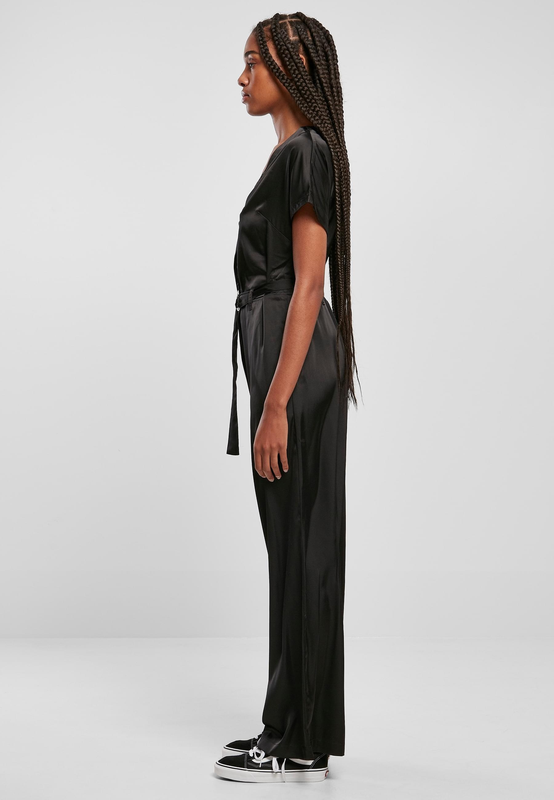 URBAN CLASSICS Jumpsuit »Urban Classics Damen Ladies Satin Wide Leg Belt Jumpsuit« 1 Stk.