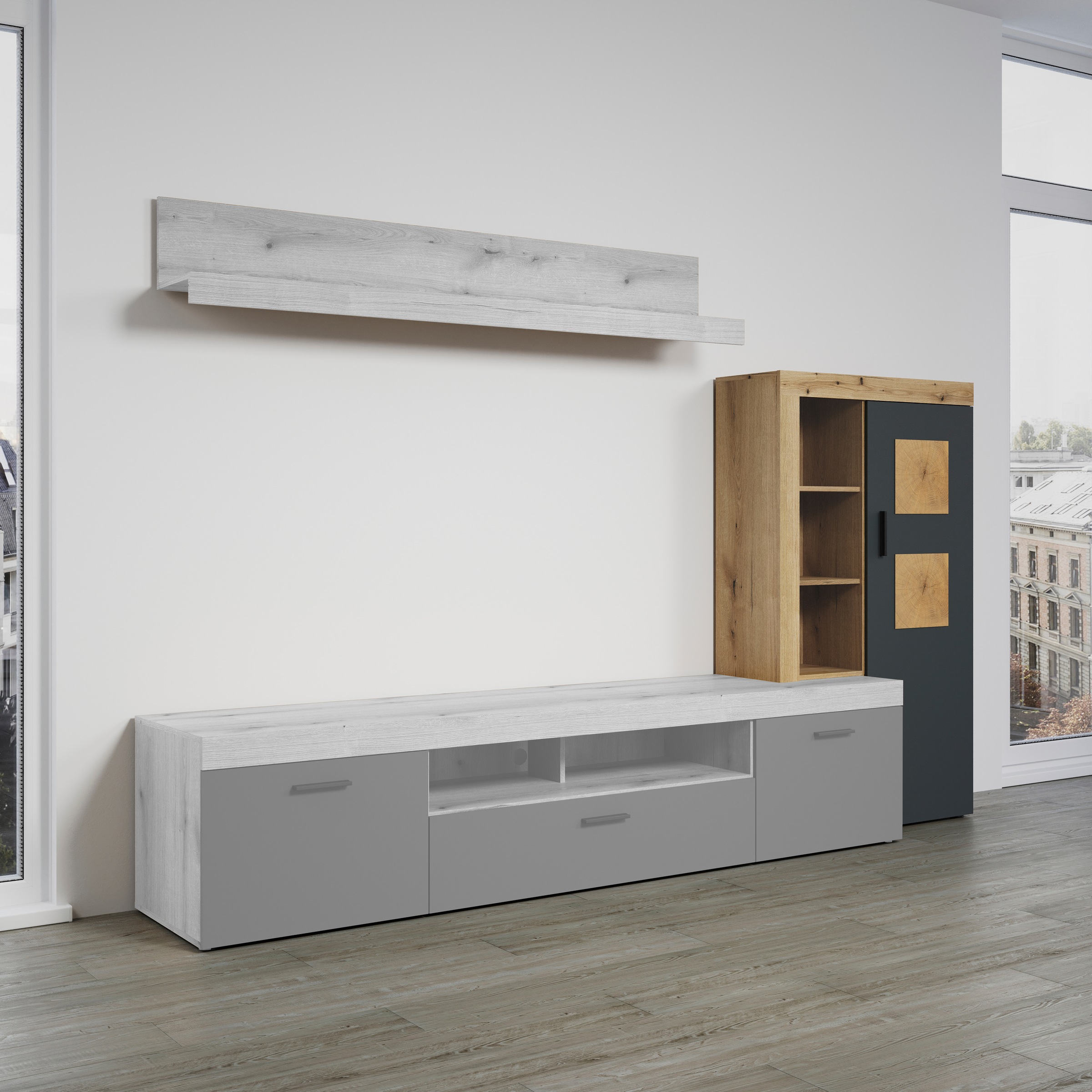 Home affaire Stauraumvitrine »Ghent«, (Packung, 1 St.), Mit Hirnholzapplikationen