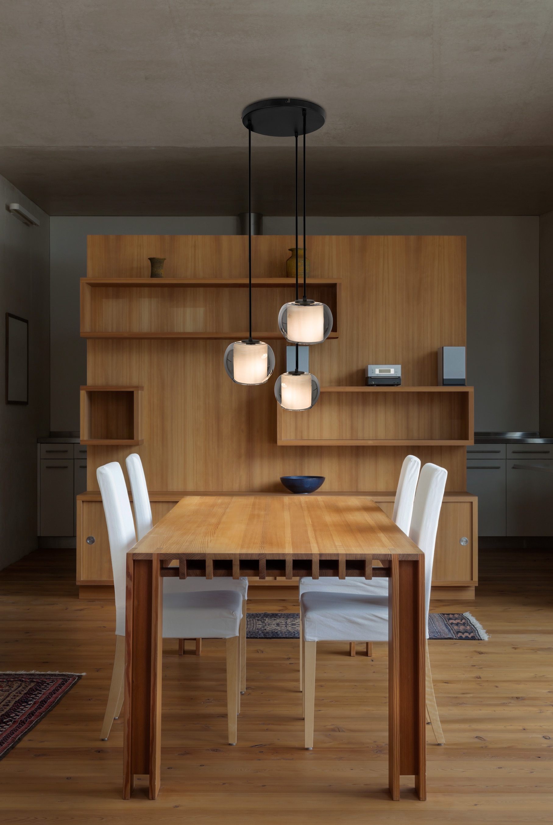 OTTO home Pendelleuchte »Tanissa« E27 1 Stk. 3 versetzt lange Pendel mit je 1x Rauchglasschirm und je 1x E27 exkl.