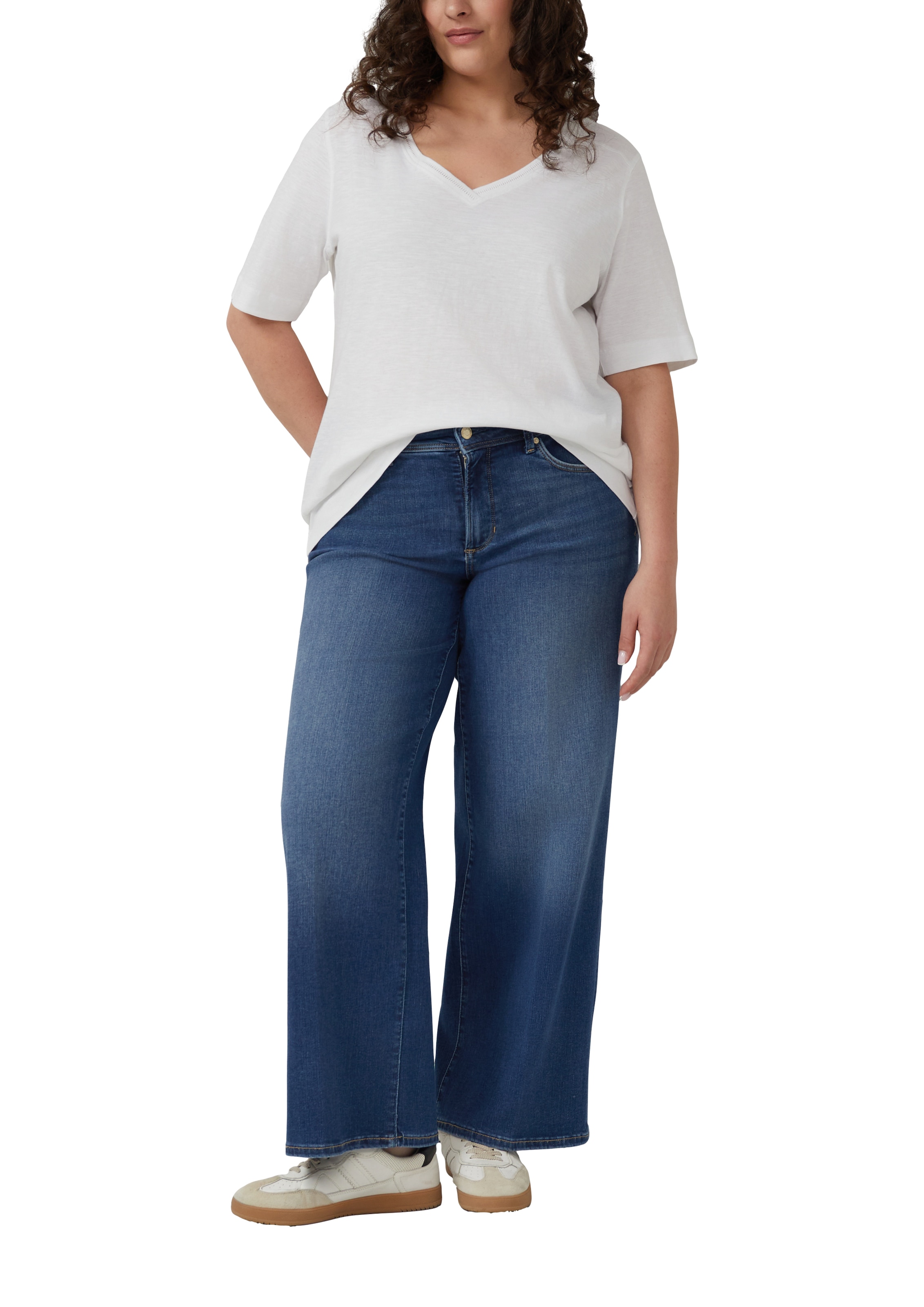 s.Oliver CURVE V-Shirt Sommershirt aus reiner Baumwolle/Große Größen