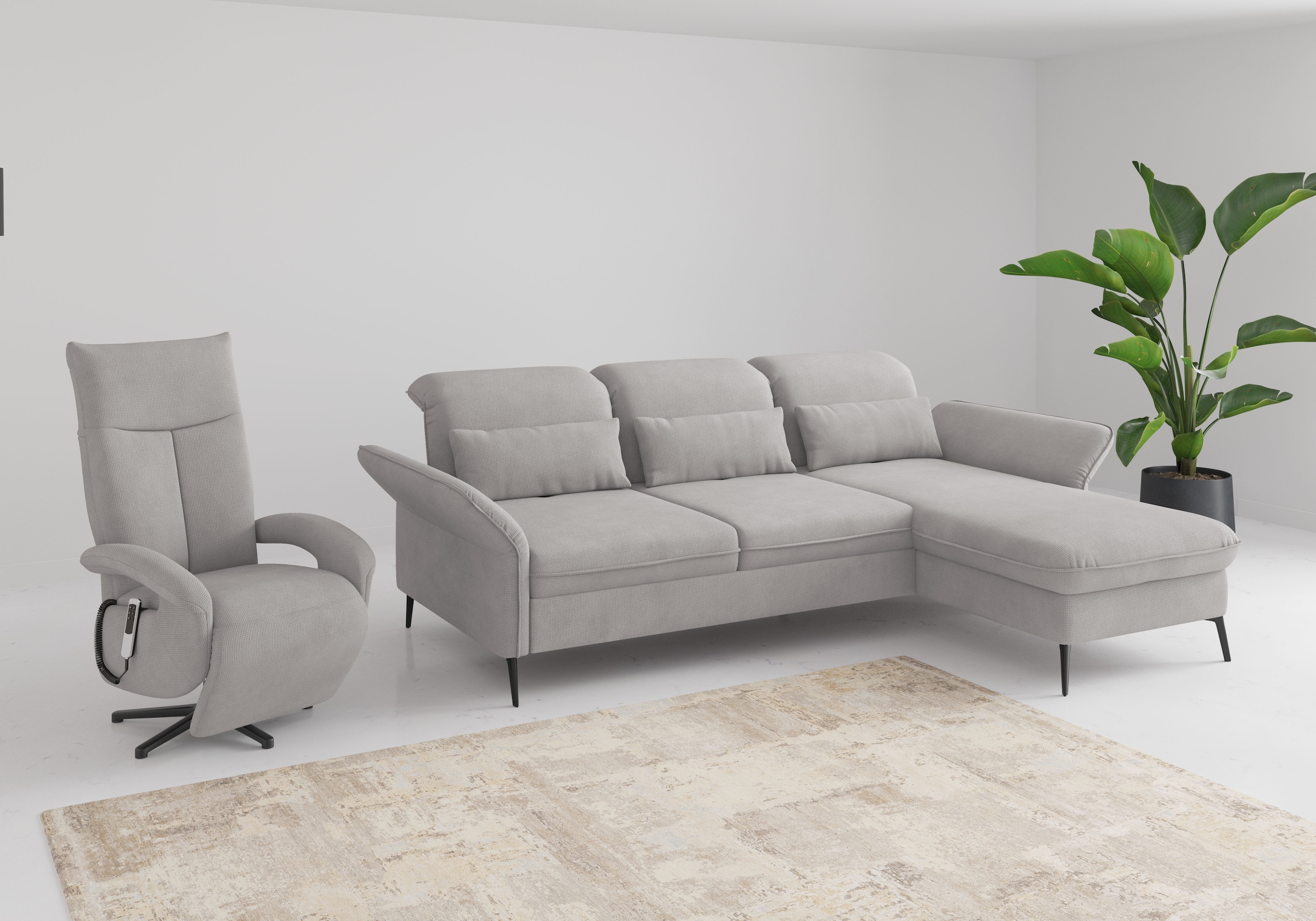 sit&more Ecksofa »Emely, inkl. Sitztiefenverstellung«, wahlweise mit Bettfunktion,Bettkasten,Kopf- & Armteilverstellung
