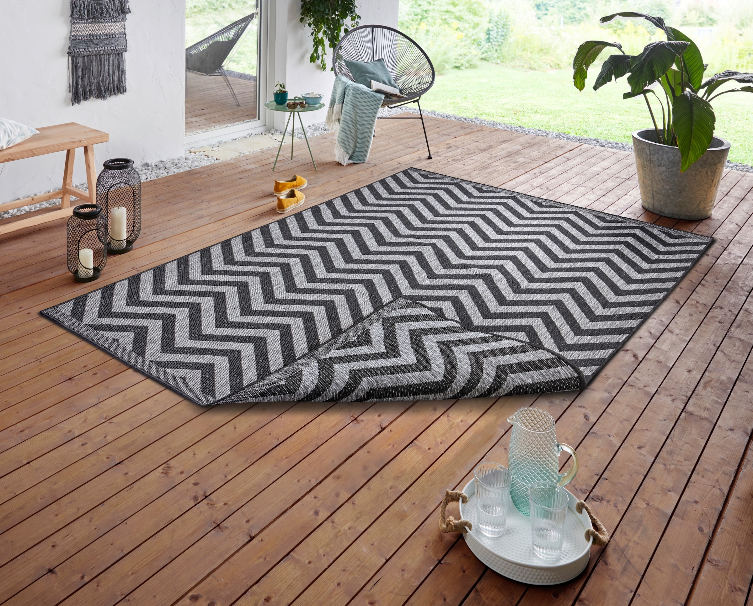 NORTHRUGS Teppich »Palma Wendeteppich«, rechteckig, 5 mm Höhe, In-& Outdoor günstig online kaufen