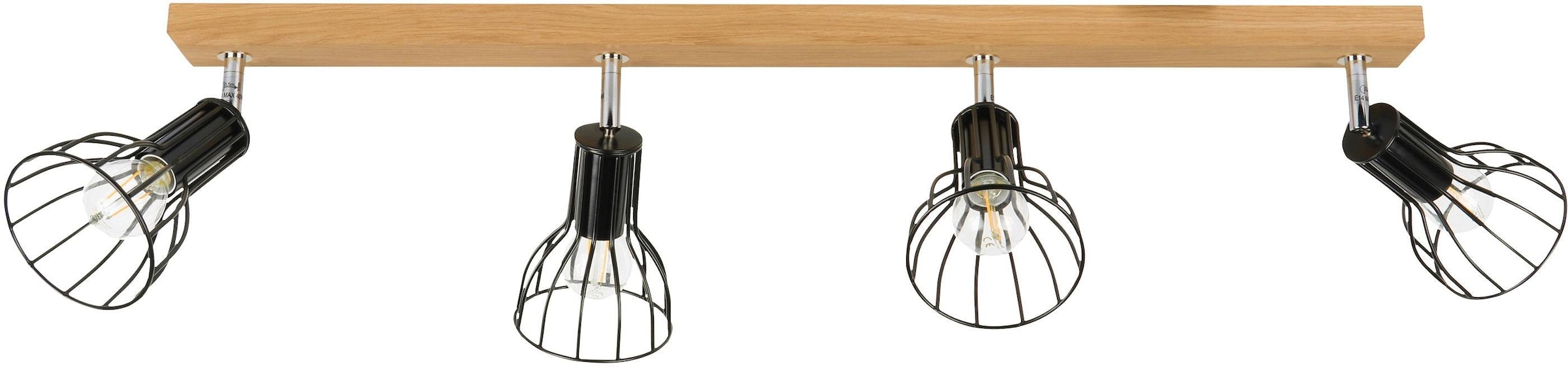 SPOT Light Deckenleuchte »MEGAN WOOD«, 4 flammig, Leuchtmittel E14   ohne L günstig online kaufen