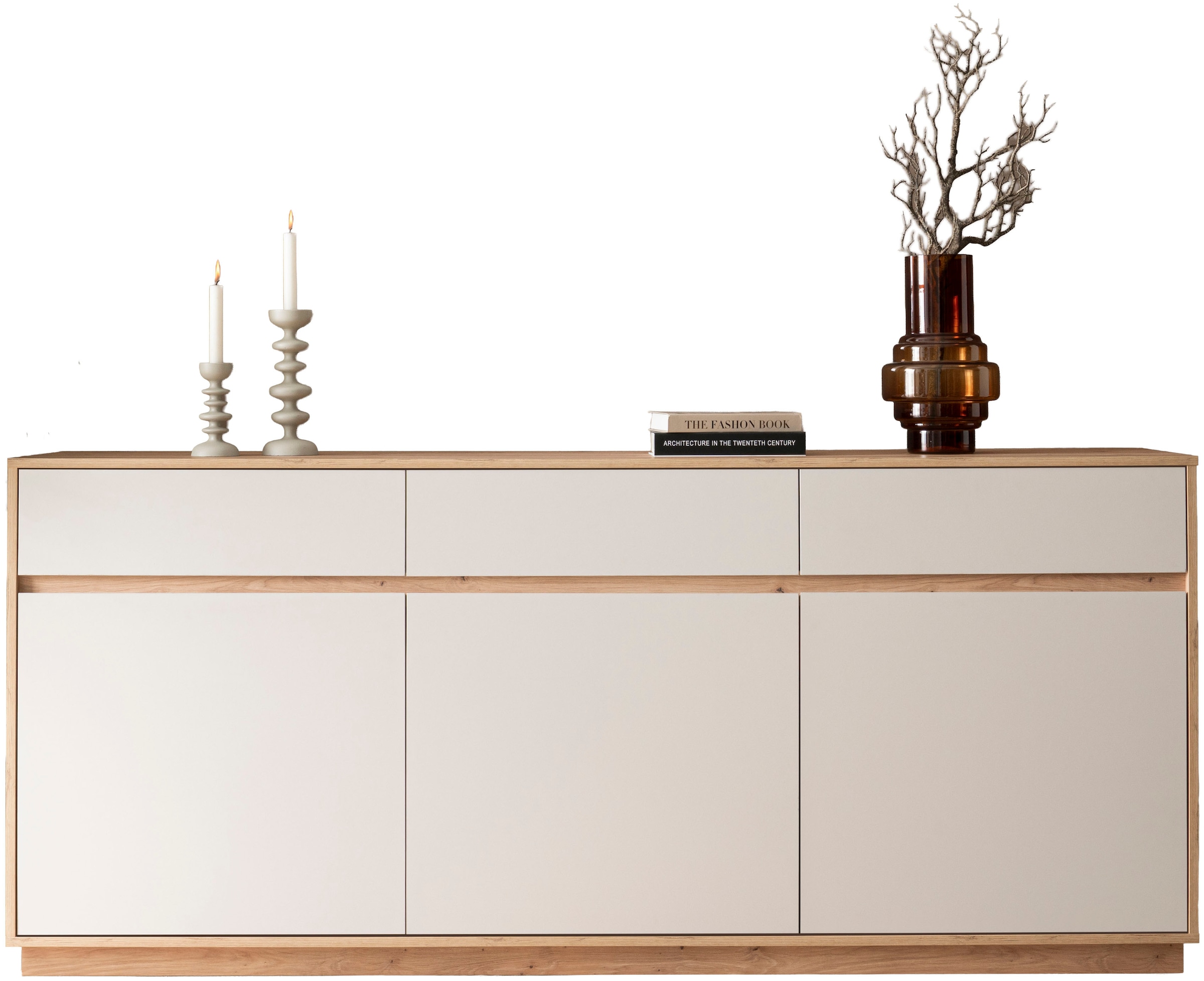 Home affaire Sideboard »Sonora, moderner Schrank, Kommode in Eiche Artisan, 202 cm breit« filigrane Rahmenoptik, ausreichend Stauraum, vielseitig einsetzbar