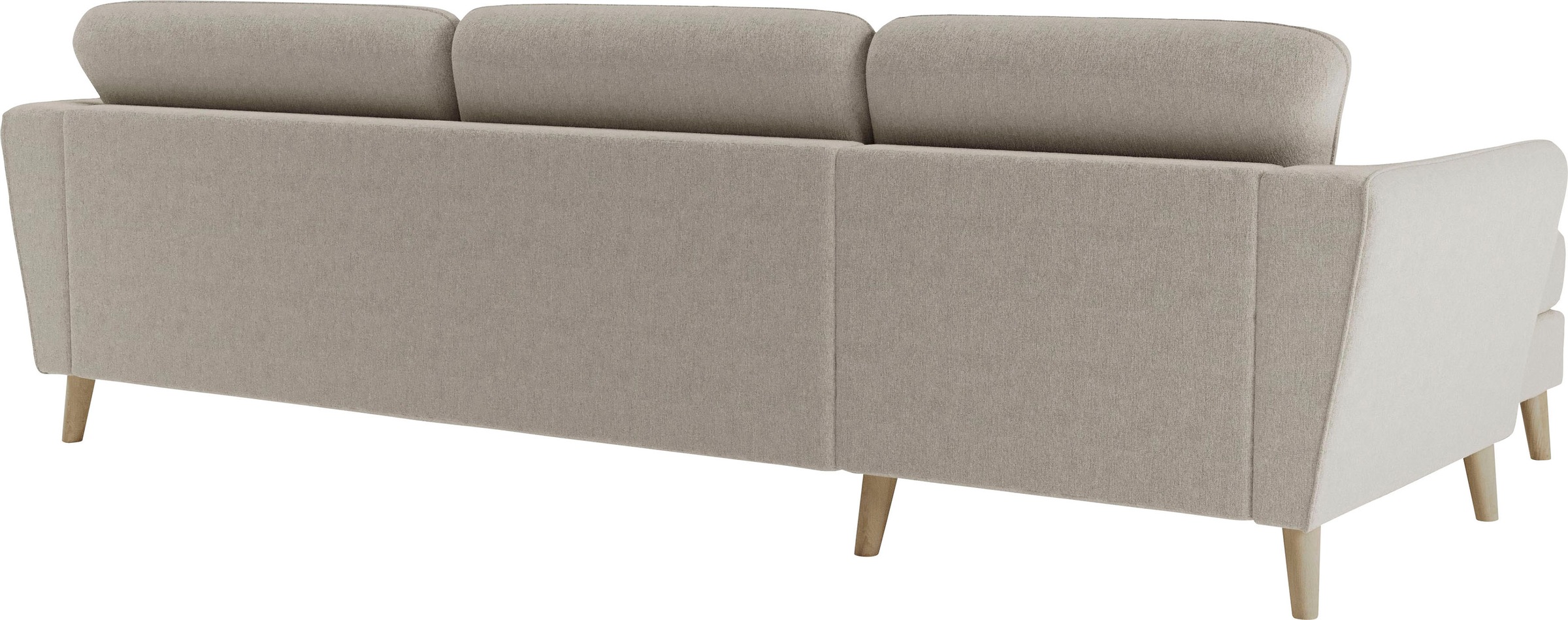 Home affaire Ecksofa »MARSEILLE (279/152cm),L-Form, Rec. rechts/links, verschiedene Bezüge«, Massivholzbeine Eiche, Landhausstil, Wellenunterfederung