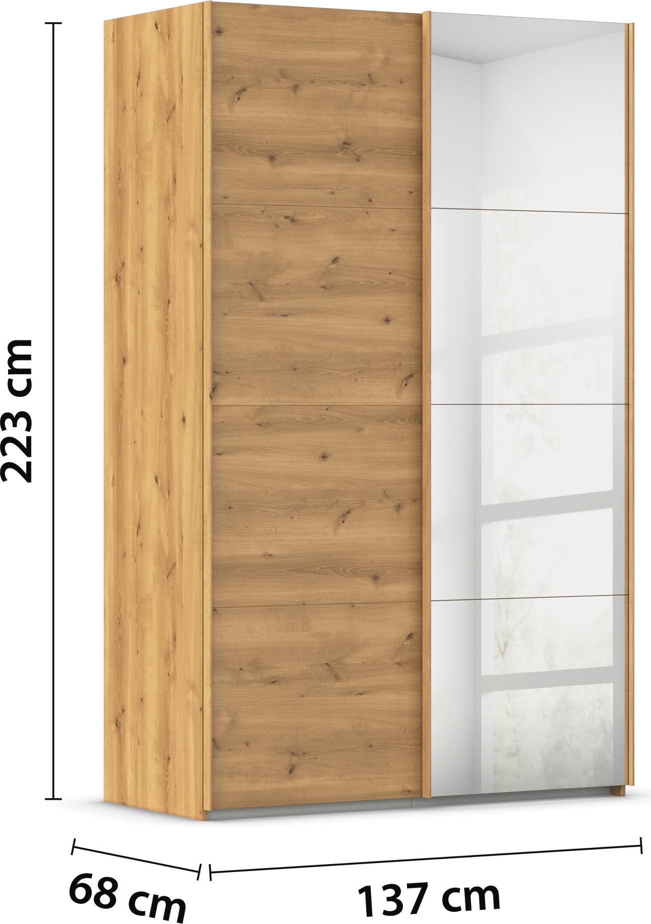 rauch Schwebetürenschrank »Kleiderschrank Schrank Garderobe Schlafzimmerschrank EVELYN«, in elegantem Stil mit Spiegel 5 Breiten viel Stauraum MADE IN GERMANY