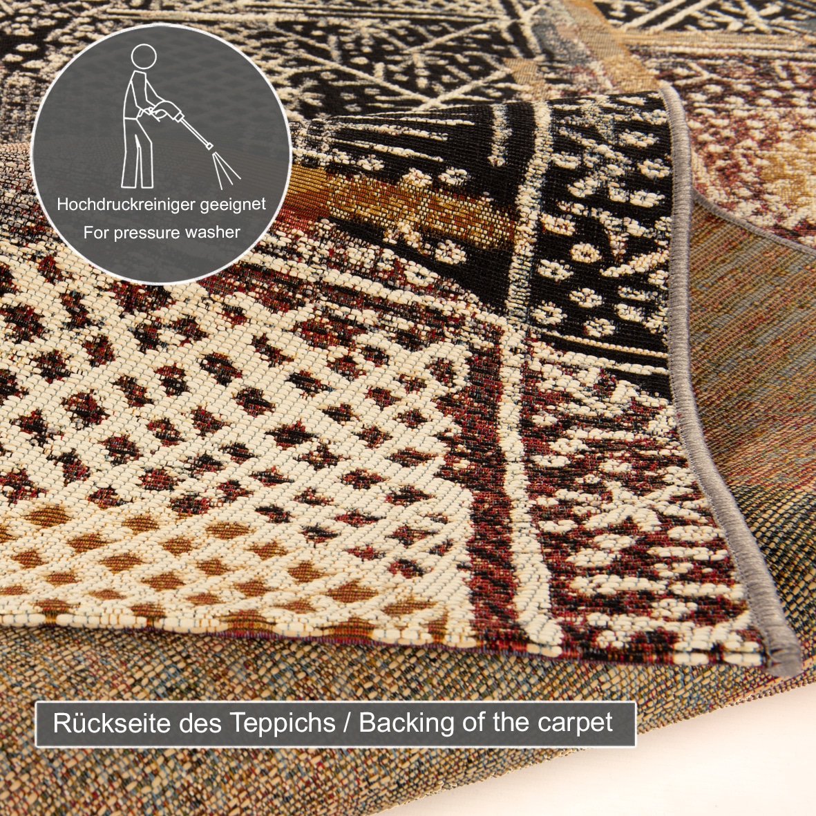 Gino Falcone Teppich »Outdoor-Africa 36«, rechteckig, 5 mm Höhe, Flachgewebe, In- und Outdoor geeignet, Wohnzimmer
