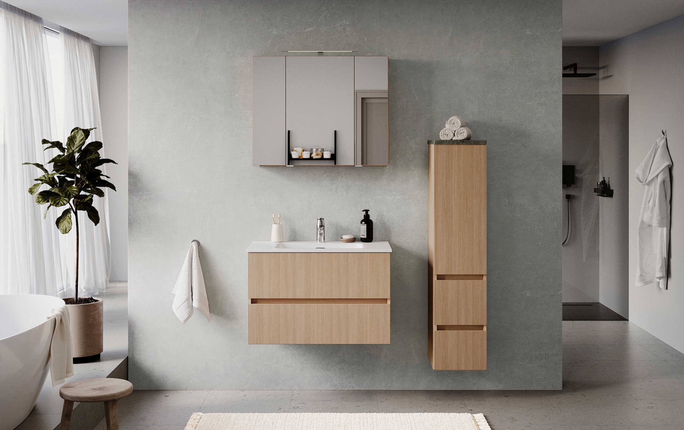 welltime Badmöbel-Set »Set 110 cm breit, Badmöbel mit LED-Beleuchtung«, Hel günstig online kaufen
