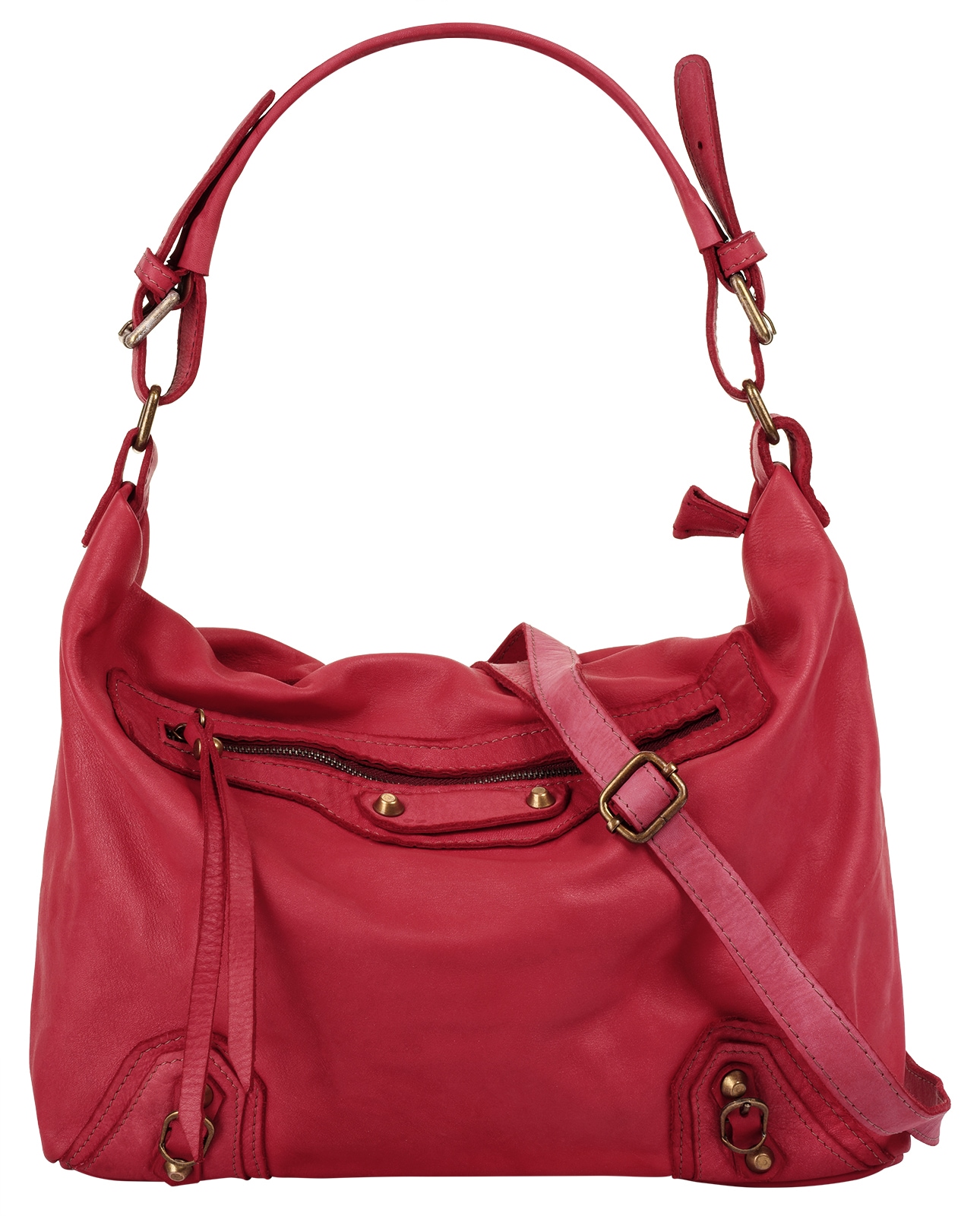 Shopper, echt Leder, Made in Italy, Gr. B/H/T: 35 cm x 32 cm x 12 cm onesize, rot