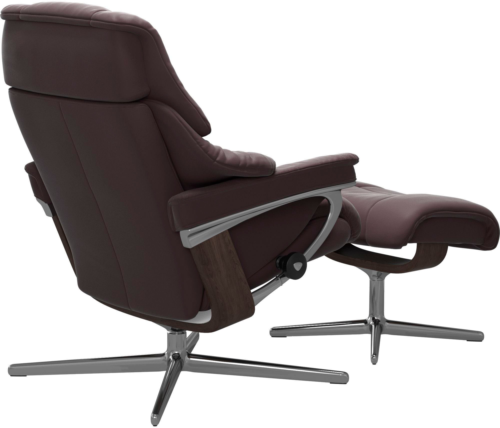 Stressless® Relaxsessel »Reno«, (Set, Relaxsessel mit Hocker), mit Hocker, mit Cross Base, Größe S, M & L, Holzakzent Wenge