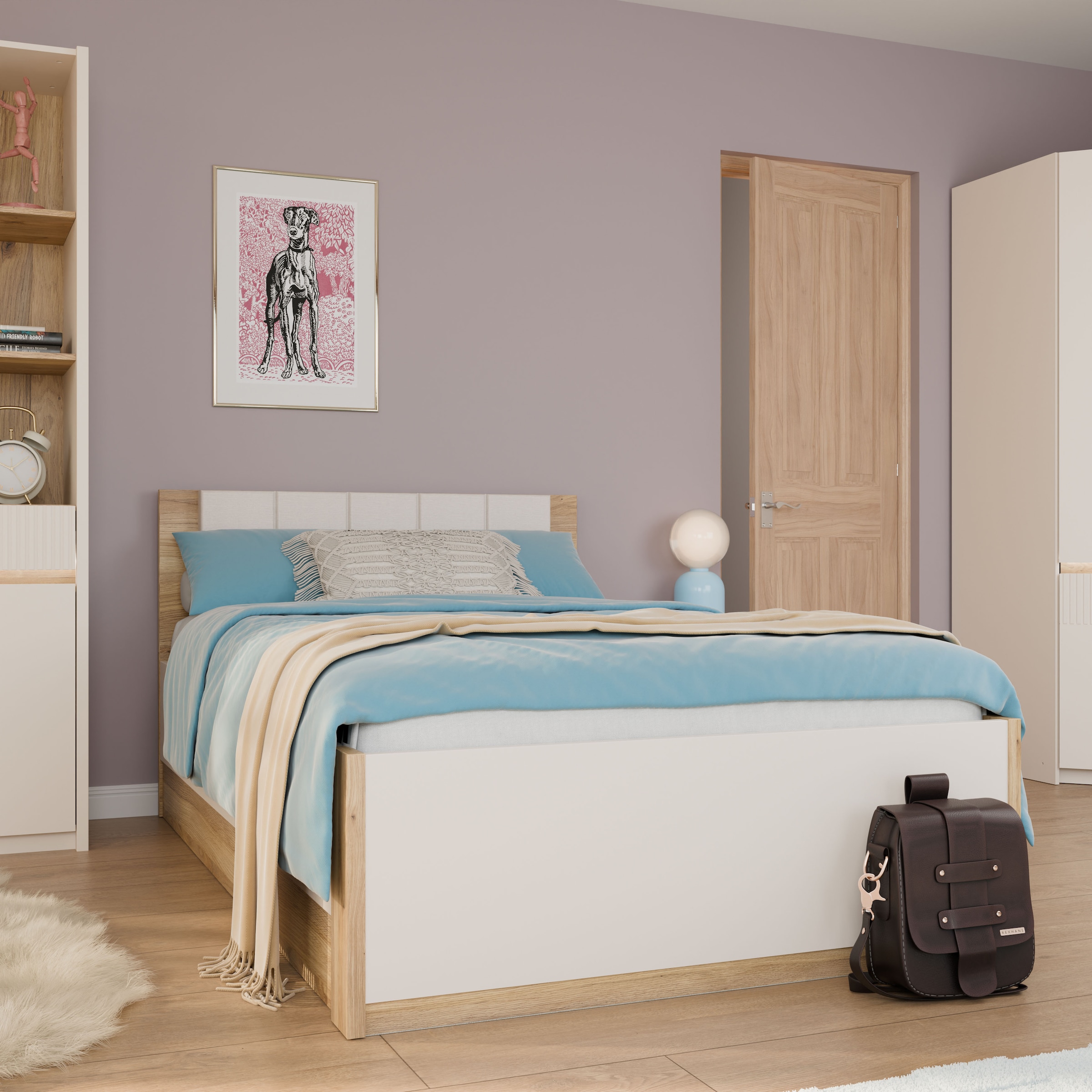 FORTE Bettgestell »Oak Squere« B/H/T :125,8/90/205,2  cm aufklappbarer Lattenrost, Stauraum