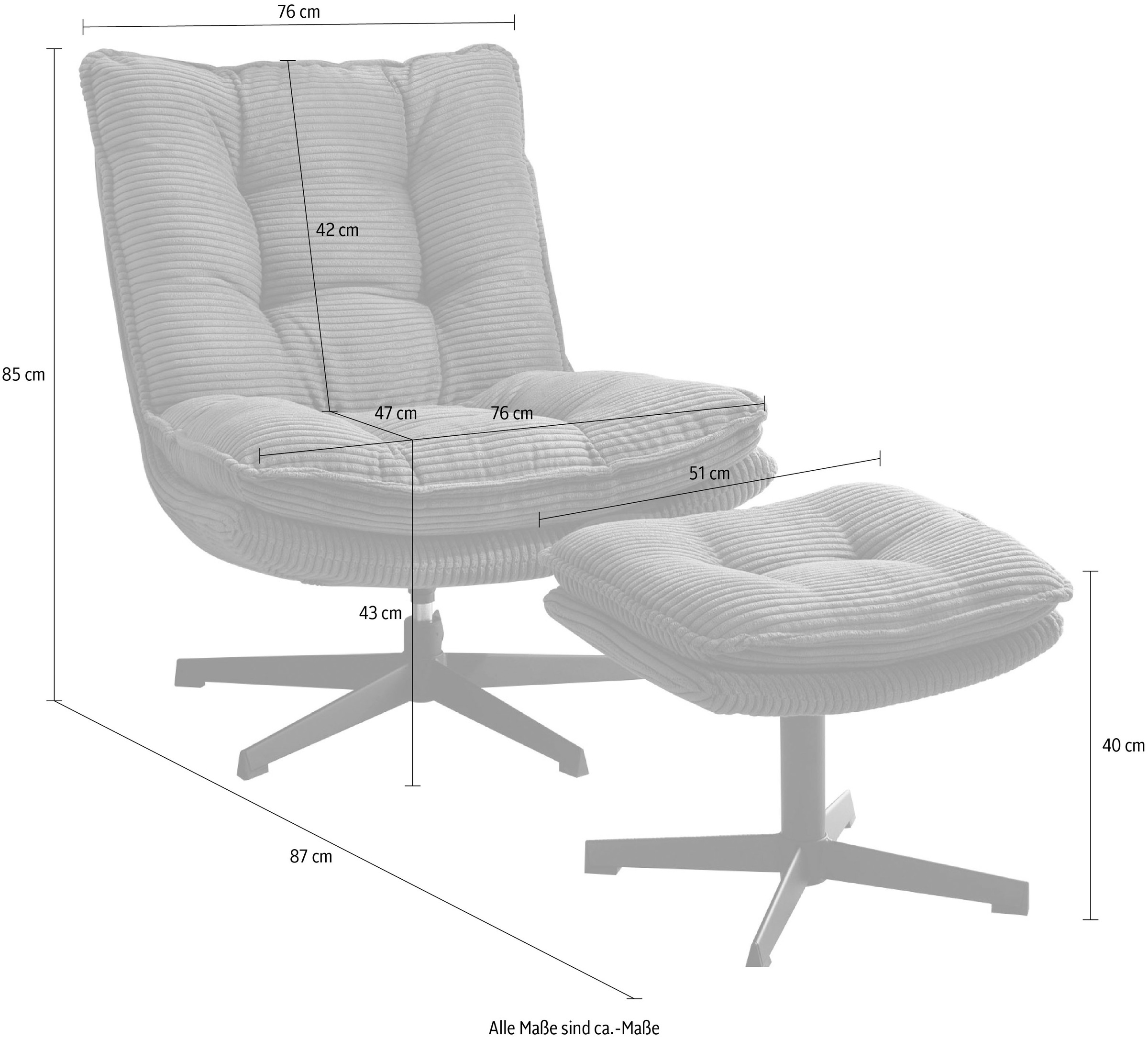 Jockenhöfer Gruppe Relaxsessel »Kasper«, Inklusive Hocker, 360° Drehfunktion