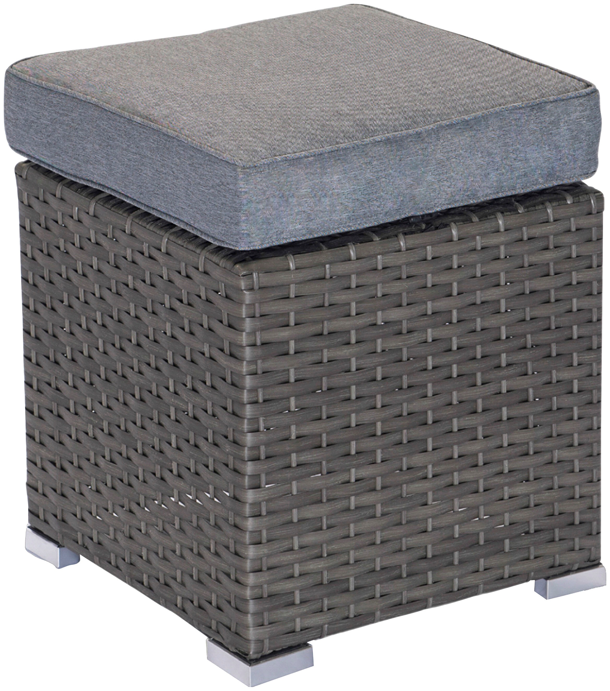 KONIFERA Gartenlounge-Set »London«, (Set, 17 tlg., 2x3er Sofa, 2x Hocker, 1x Tisch 140x80x66cm, inkl. Auflagen), inkl. Schutzhülle, Aluminium, Polyrattan