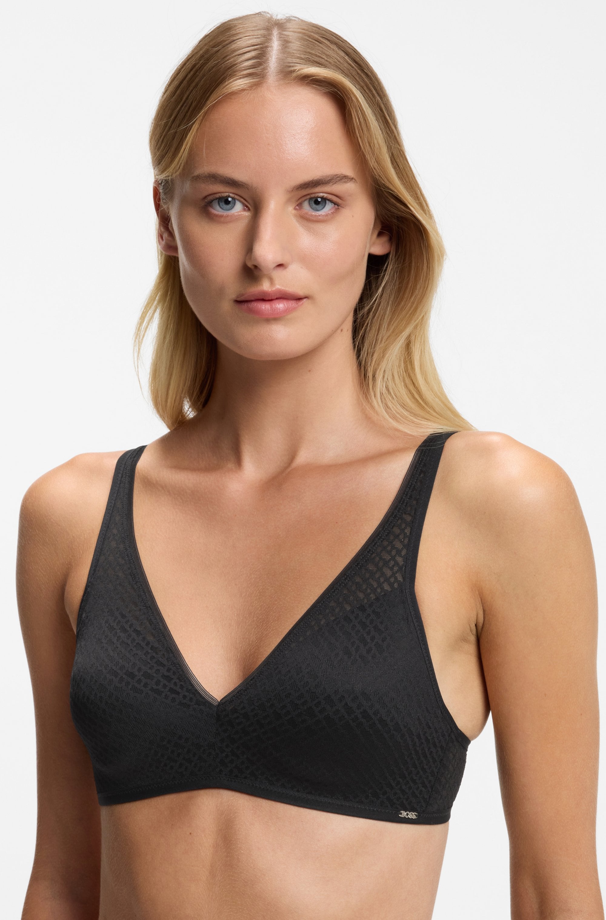 BOSS Bralette-BH »PADDED SOFT_B LACE« aus super softer Spitze mit goldener Plakette