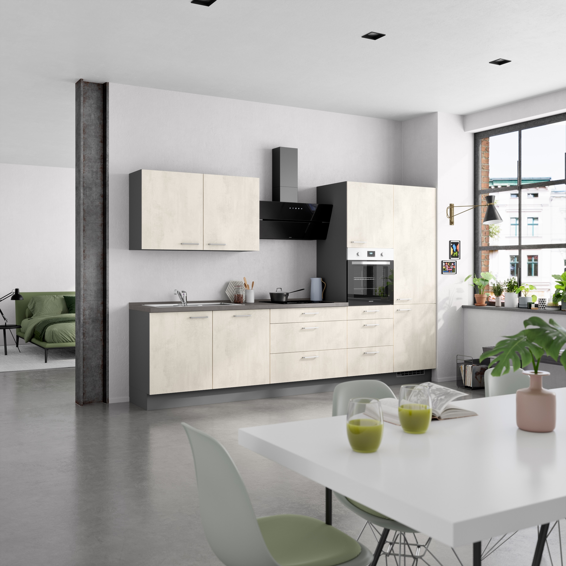 nobilia® Küchenzeile »"Riva II"«, vormontiert, Ausrichtung wählbar, Breite 330 cm, wahlw. mit E-Geräten