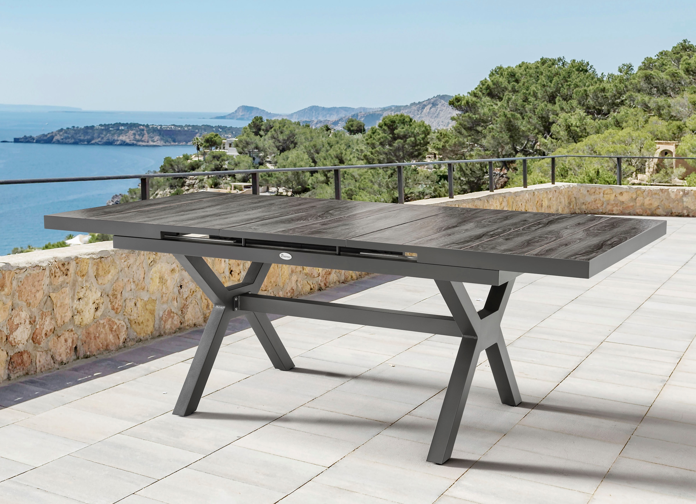 Destiny Garten-Essgruppe »COSTA GARDA«, (9 tlg.), 4 Hochlehner Textilene, 1 Ausziehtisch 160/210x100 cm