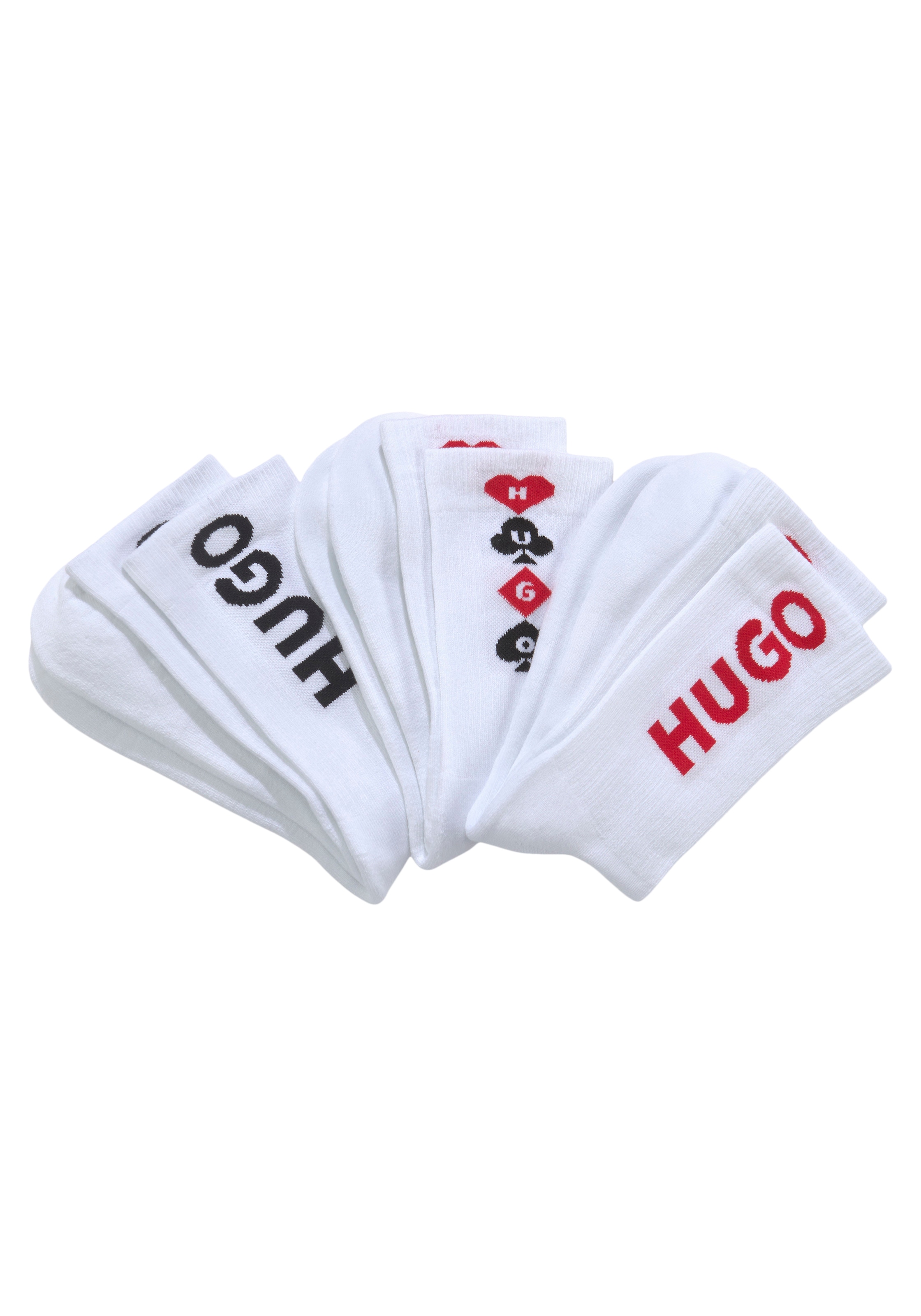 mit 3 Logo Paar, eingestricktem HUGO Socken, kaufen (Packung, HUGO 3er Pack),