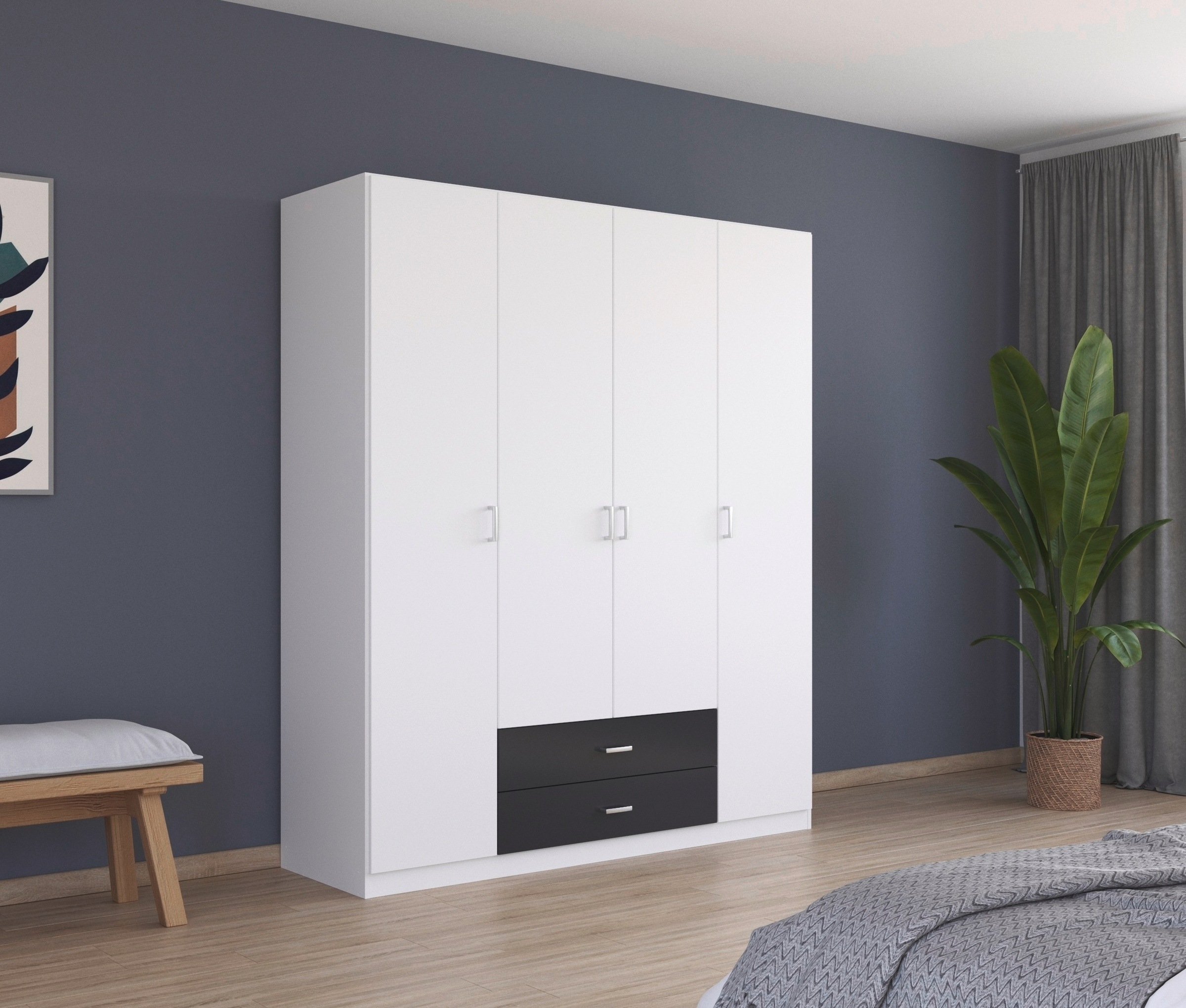 rauch Drehtürenschrank »Kleiderschrank Schrank Garderobe Wäscheschrank GAMMA in 3 Breiten«, mit 6 Schubladen, in schlichtem Design TOPSELLER MADE IN GERMANY