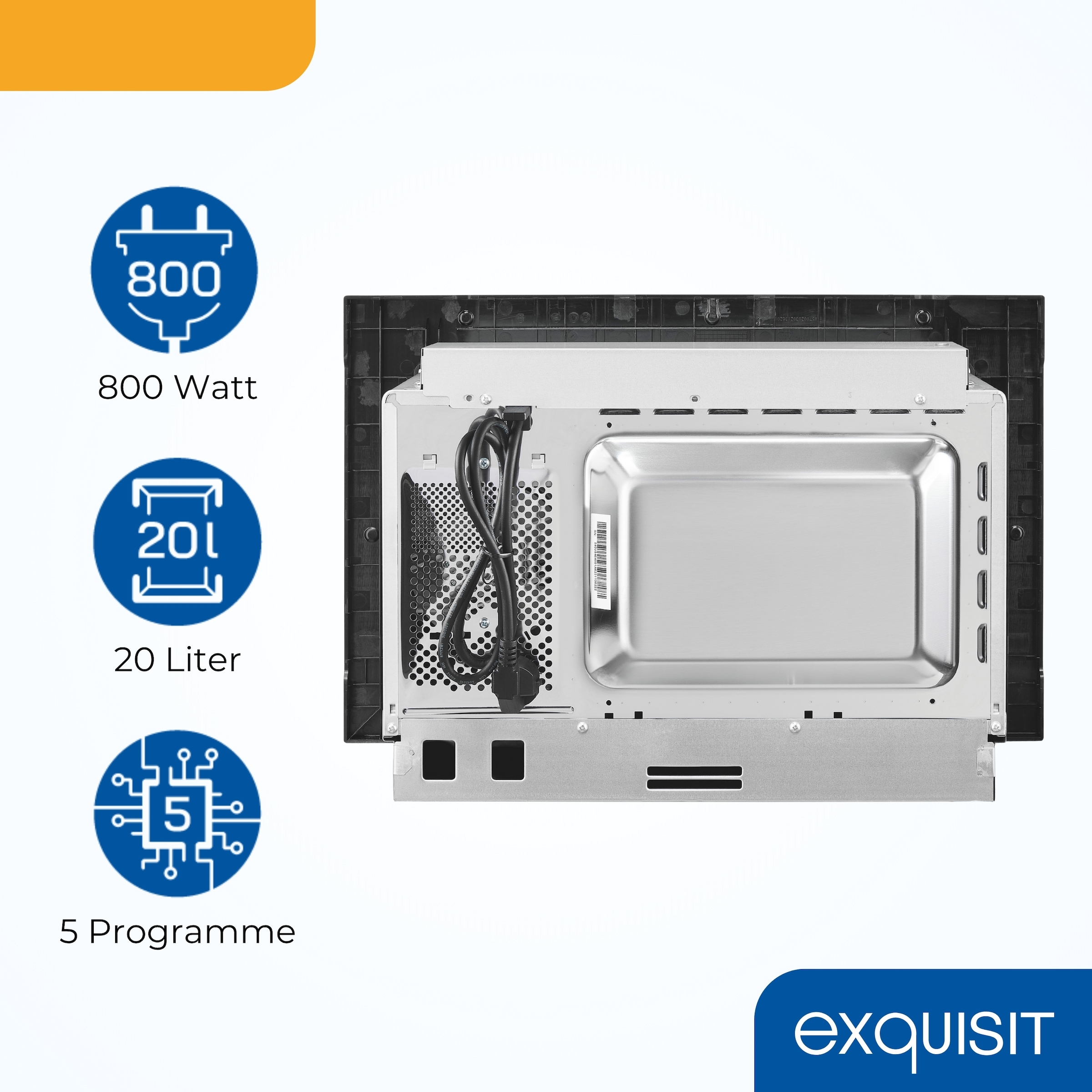 exquisit Einbau-Mikrowelle »EMW20.1G schwarz« 1250 W Schonend Auftauen,schnell Aufwärmen, Grillen-einfach per Knopfdruck