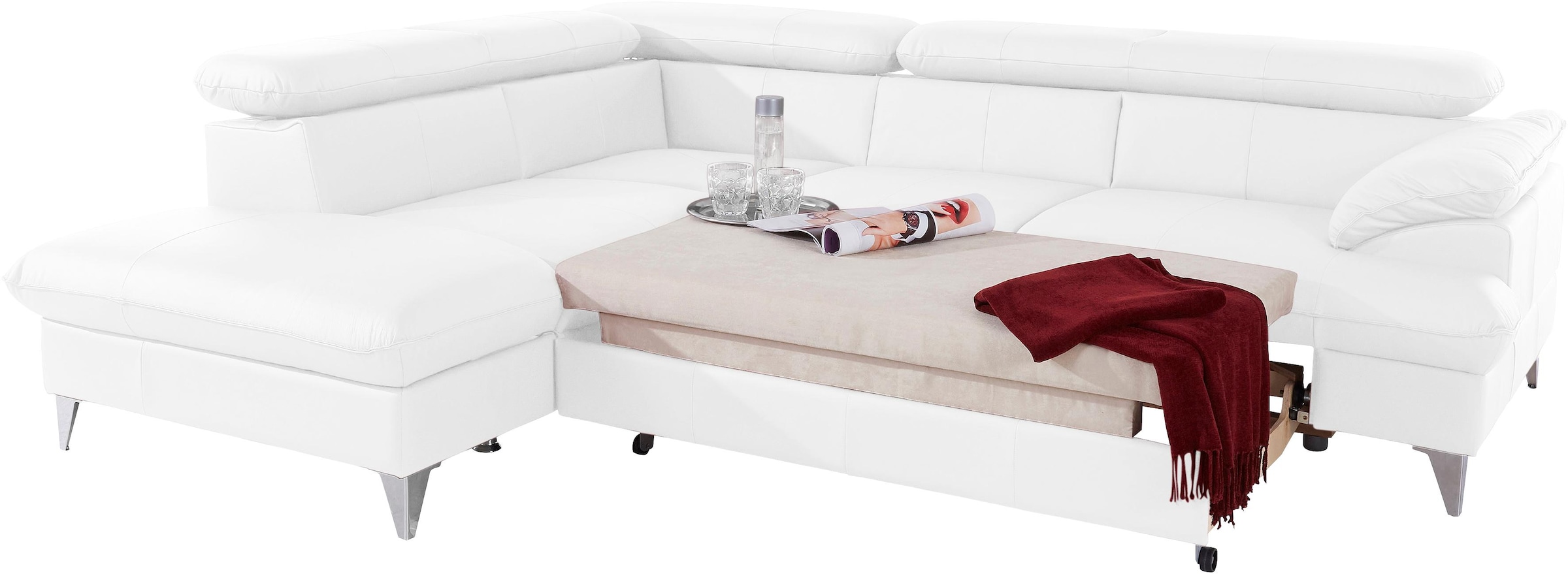 COTTA Ecksofa »Caluso L-Form«, mit Kopfteilverstellung, wahlweise mit Bettfunktion & Bettkasten