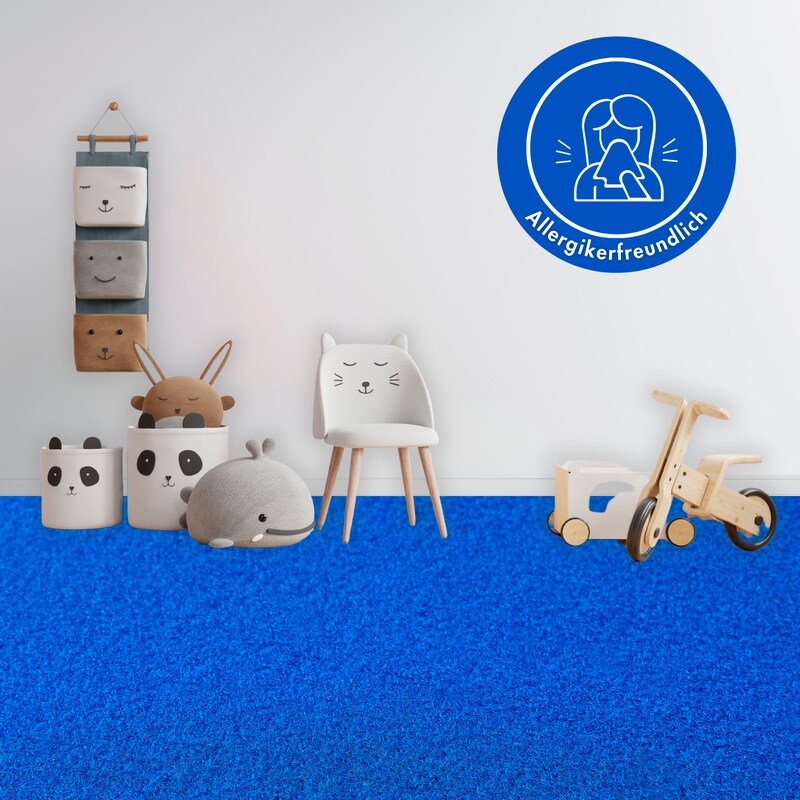 ANDIAMO Teppichboden »Sina, Velours, Made in Belgium« rechteckig 6 mm Höhe Uni Farben, Breite 400 cm, strapazierfähig, pflegeleicht, Wohnzimmer marine