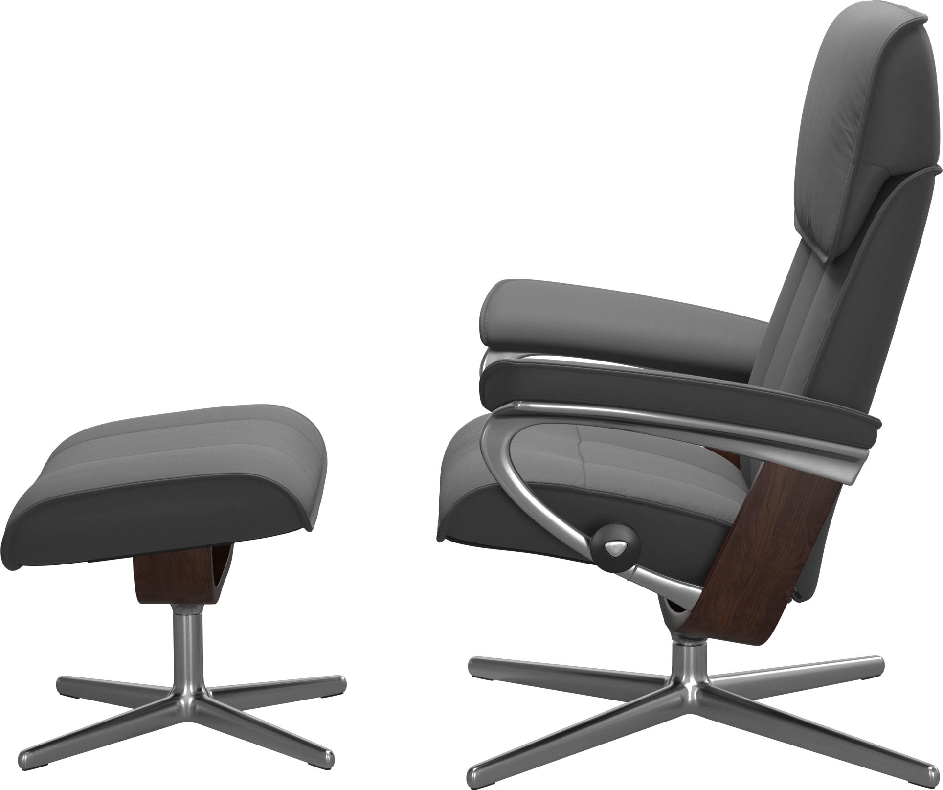 Stressless® Relaxsessel »Admiral«, (Set, Relaxsessel inkl. Hocker), mit Cross Base, Größe M & L, Holzakzent Braun