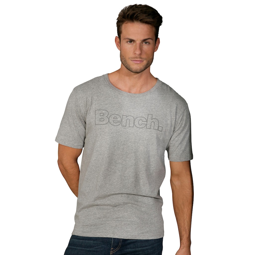 Bench. Loungewear T-Shirt, (2 tlg.), Shirt mit Logoprint, Basicshirt mit Rundhals aus reiner Baumwolle