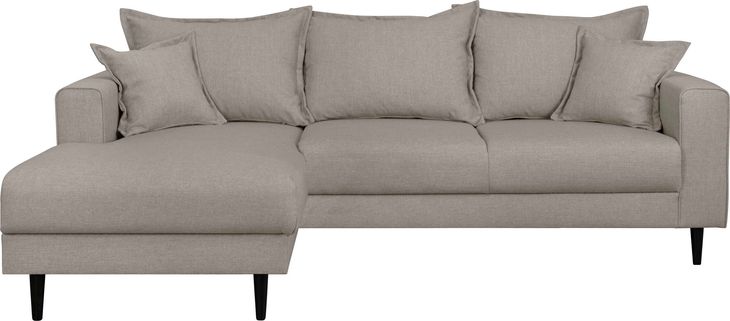 Home affaire Ecksofa »VEYRAS L-Form, hoher Sitzkomfort, Maße B/T/H: 230/150/76 cm«, mit Wellenunterfederung, incl. Rückenkissen und Zierkissen