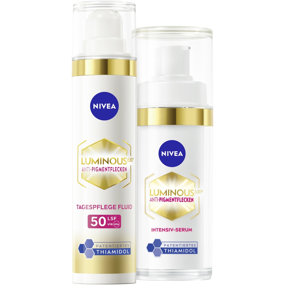 Nivea Pflege-Set »LUMINOUS630 Anti-Pigmentflecken Tagespflege + Intensiv Serum« Für alle Hauttypen, mattiert die Haut, LSF 50.