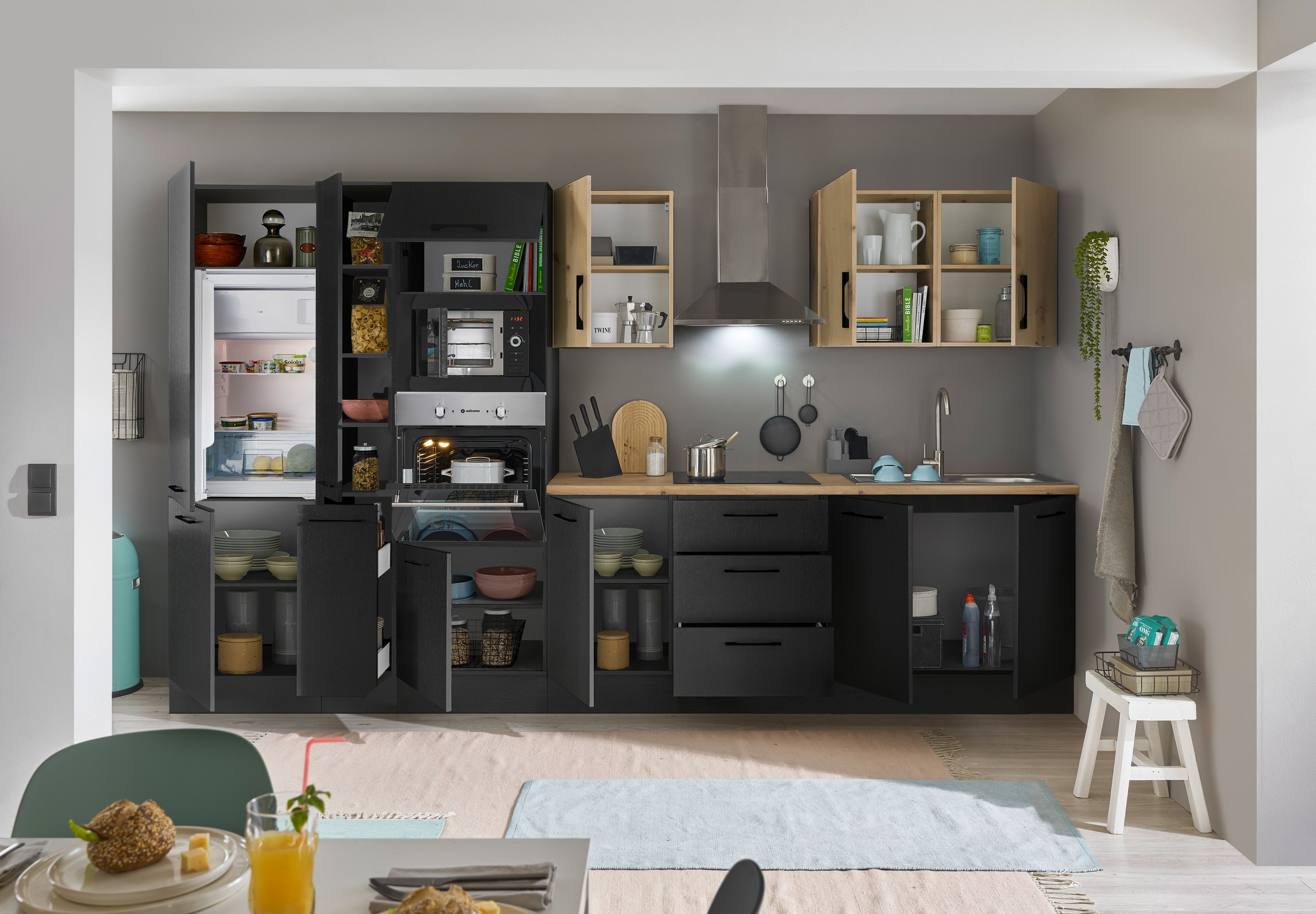 BASIC by Balculina Küchenzeile »Turin«, Breite 360 cm, wahlweise mit E-Geräten