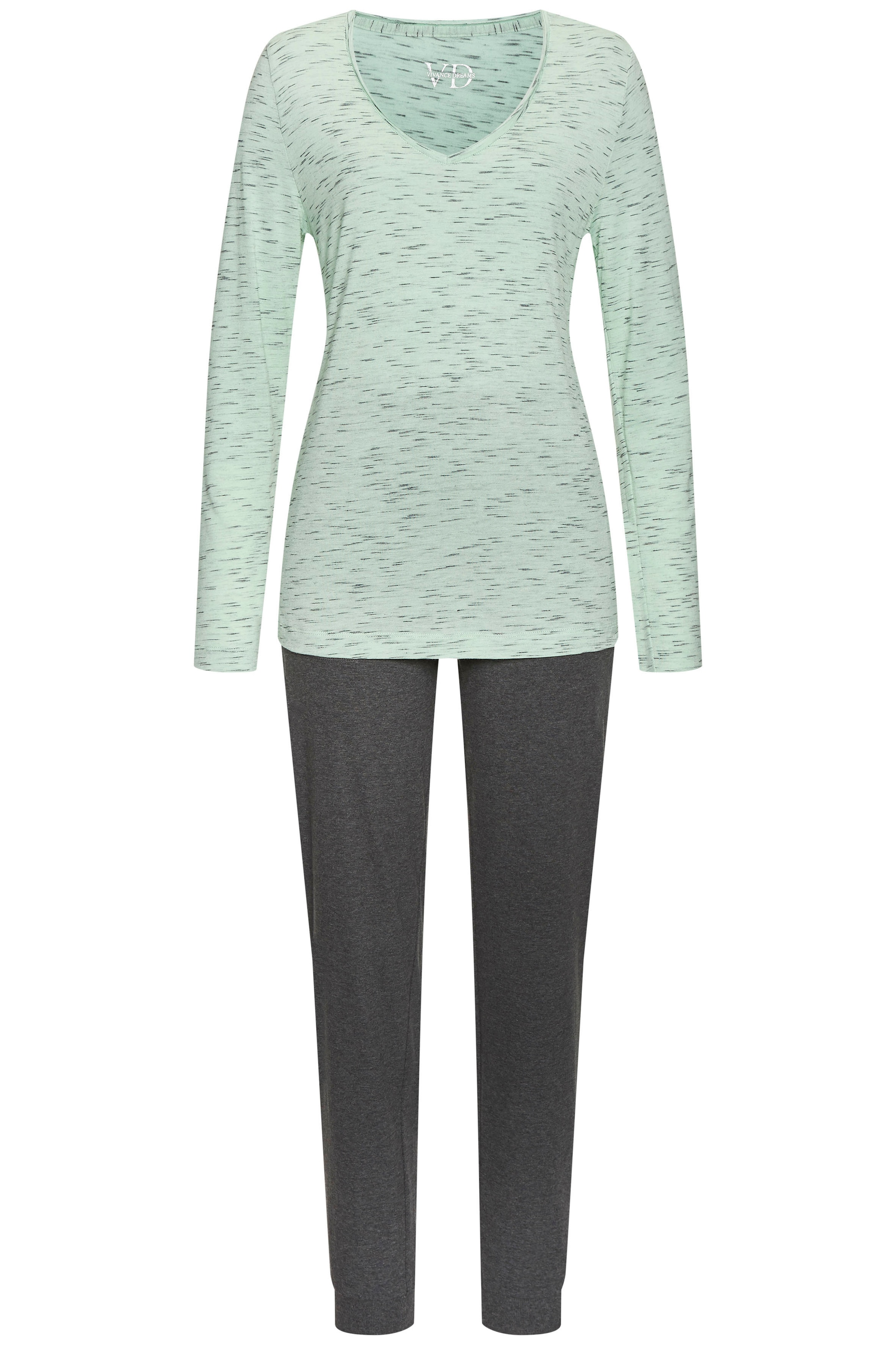 Vivance Dreams Pyjama, (2 tlg.), mit schönem Melangeeffekt