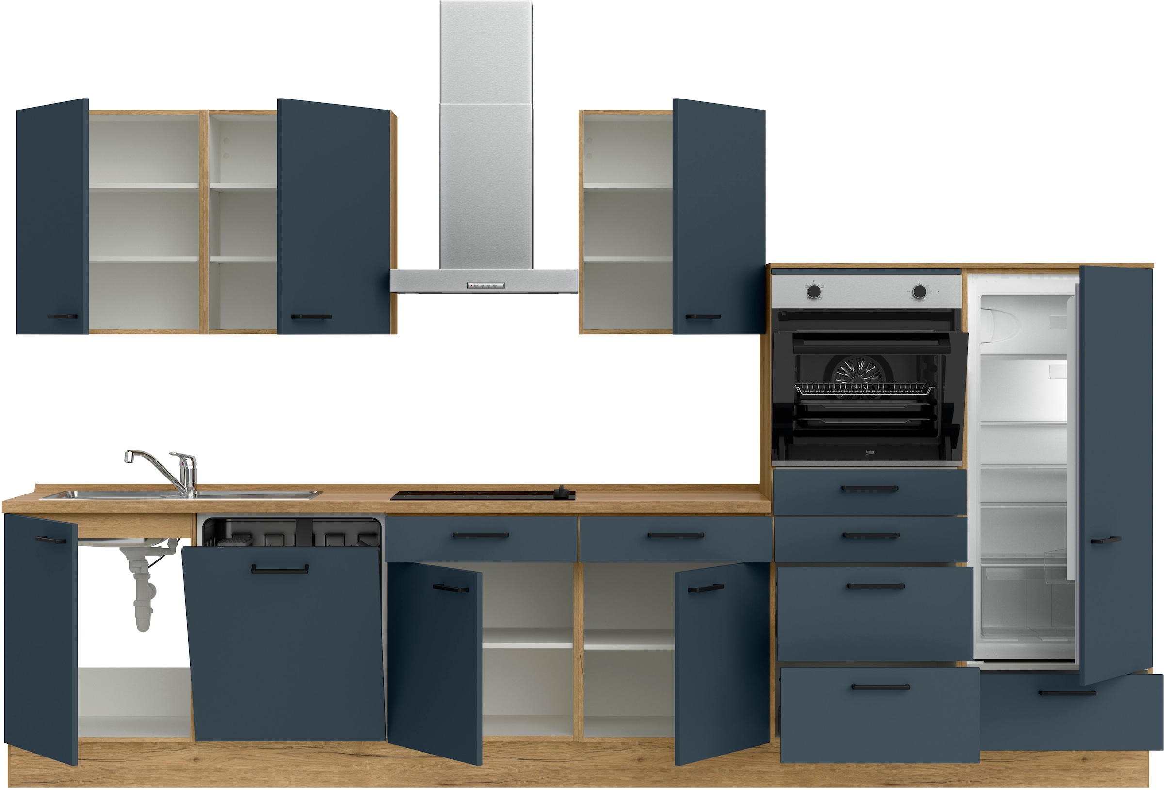 nobilia® Küchenzeile »"Easytouch I"«, vormontiert, Ausrichtung wählbar, Breite 360 cm, wahlw. mit E-Geräten