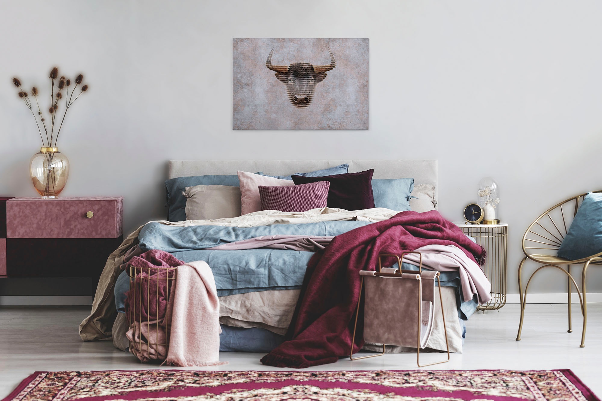 A.S. Création Leinwandbild »big three«, Kunst-Tiere-Kinder, (1 St.), Keilrahmen Bild Betonoptik Tiere Leinwand-Bild Wohnzimmer modern Wand