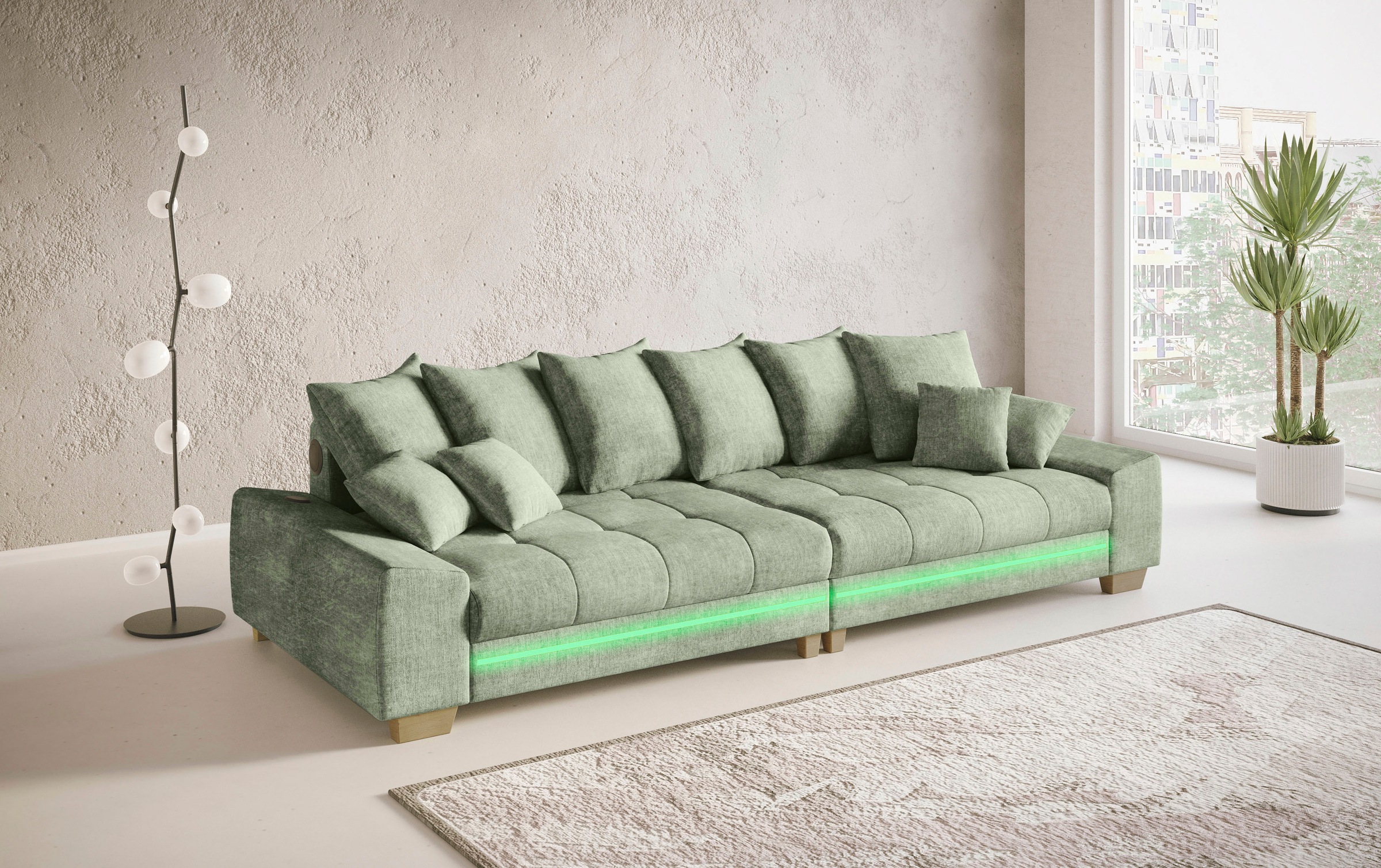Mr. Couch Big-Sofa »Nikita II«, RGB-LED, Bluetooth-Soundsystem, wahlweise mit Kaltschaum