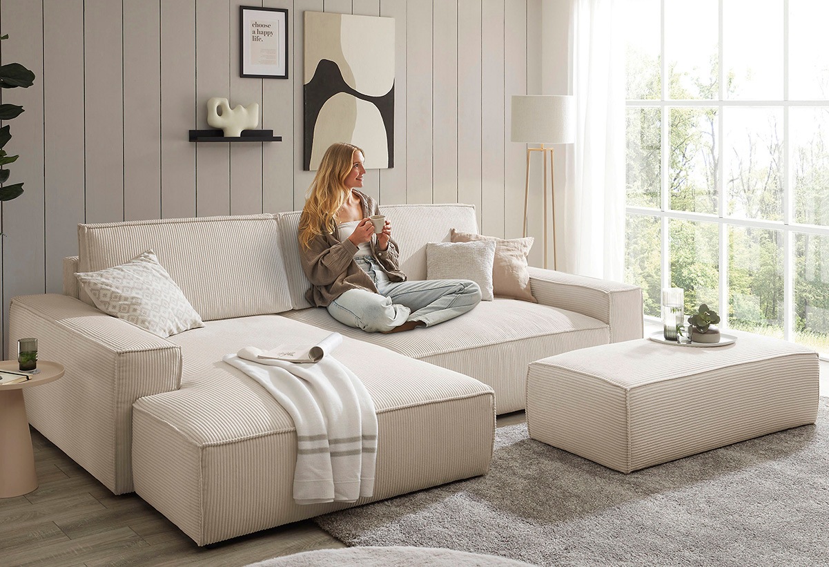 Home affaire Polsterecke »NEU: SHERWOOD XXL tief, L-Form mit Schlaffunktion günstig online kaufen